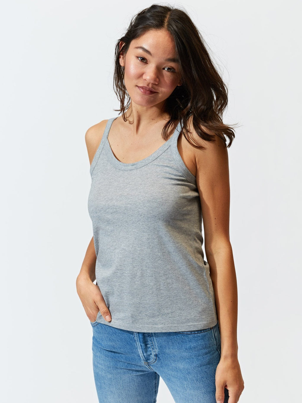 Grey Invincible Cami Tank made of high-performance organic cotton