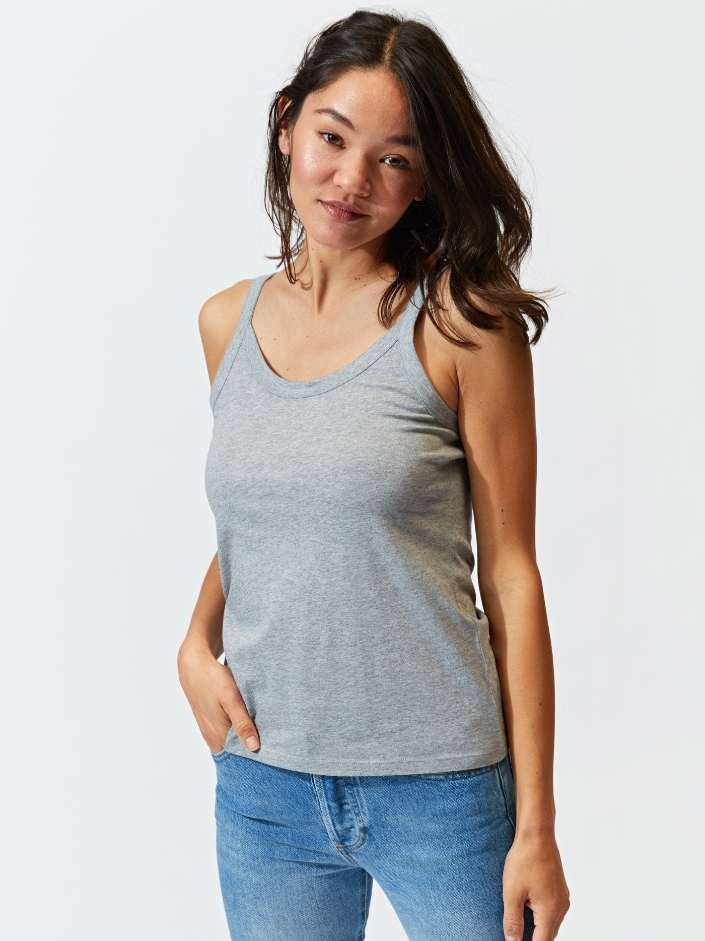 Grey Invincible Cami Tank made of high-performance organic cotton