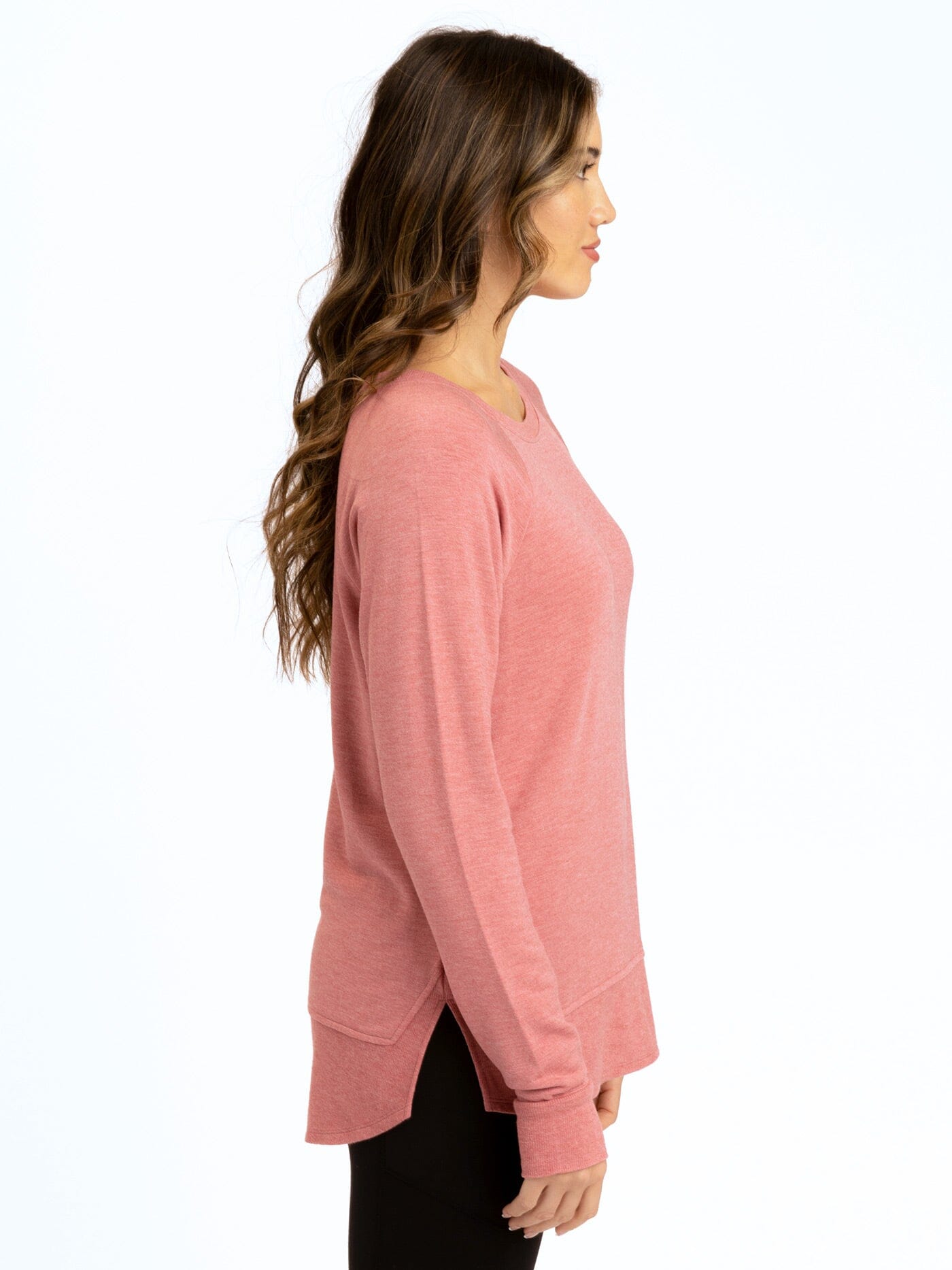 Leelu Feather Fleece Raglan Pullover with Thumbholes