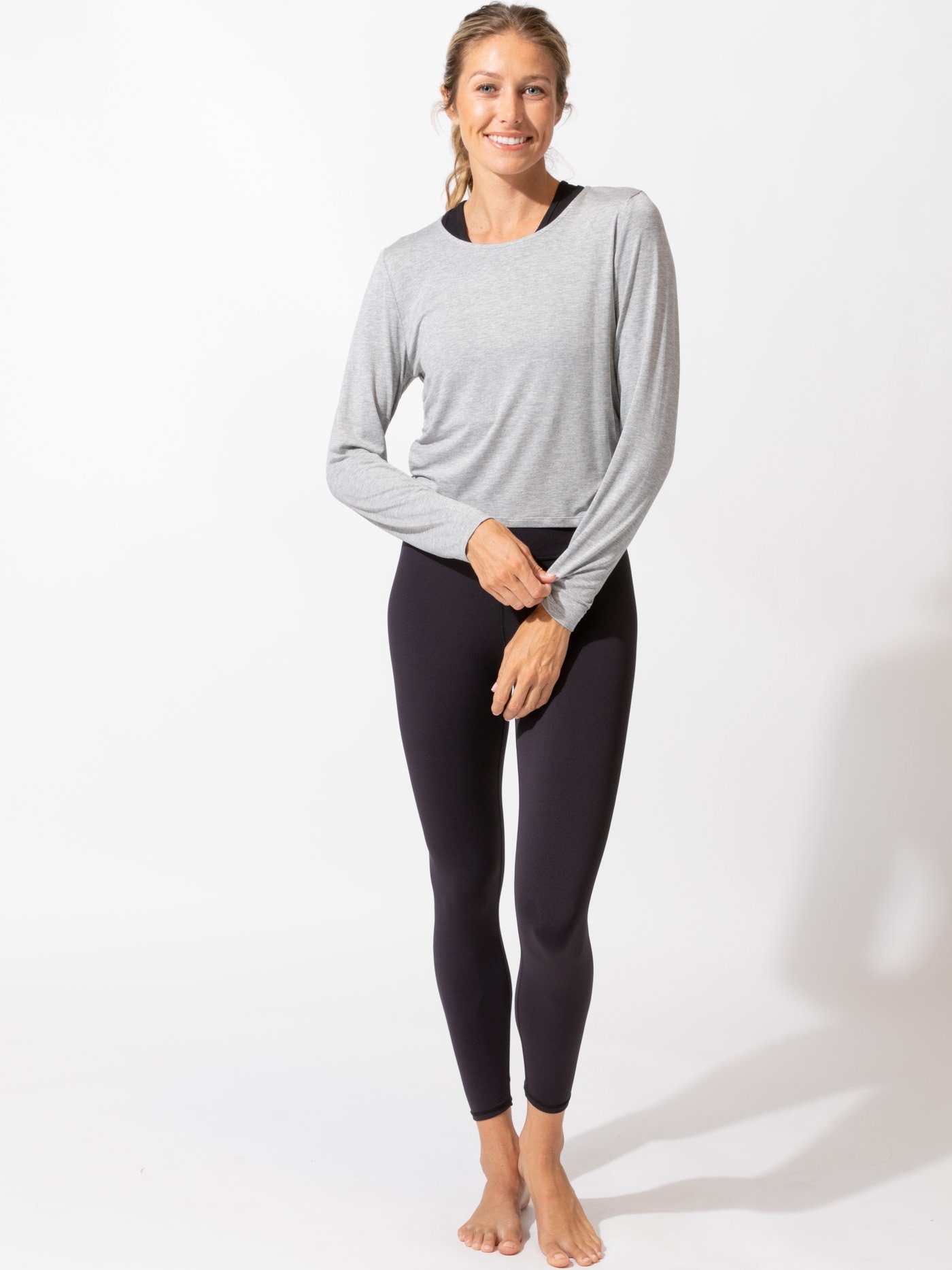 Amabella Women's Ruched Long Sleeve Knit Top with Thumbholes