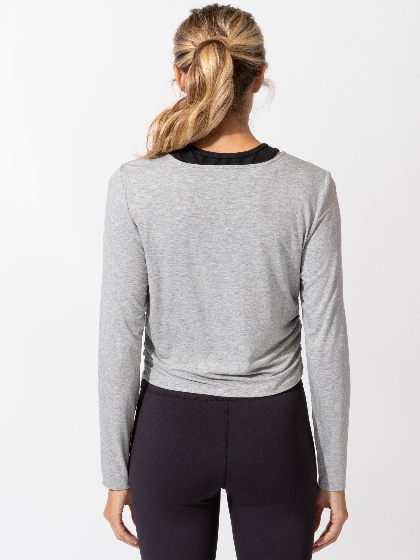 Amabella Women's Ruched Long Sleeve Knit Top with Thumbholes