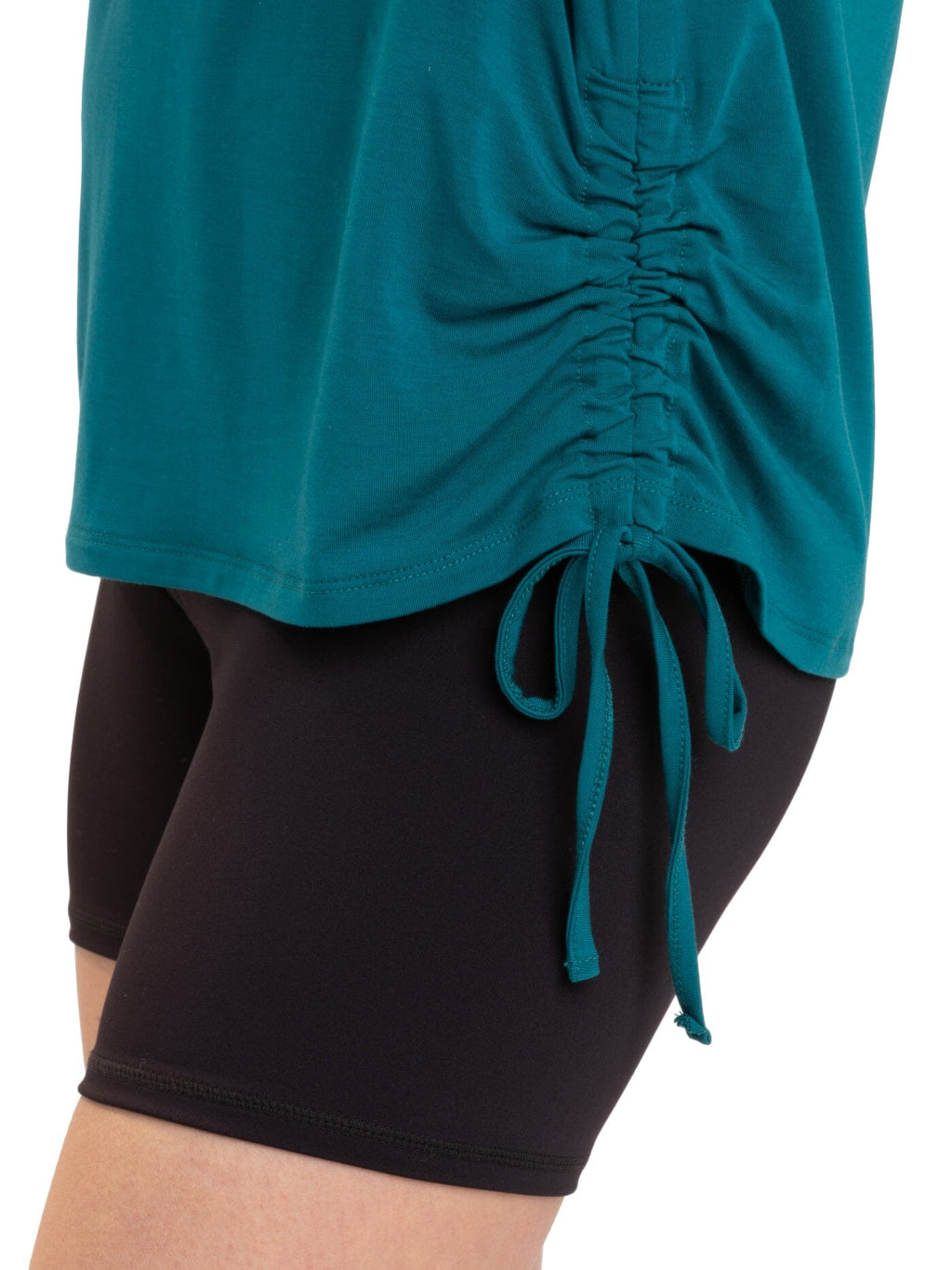 Nia Women's Side Ruched Jersey Tee in Teal
