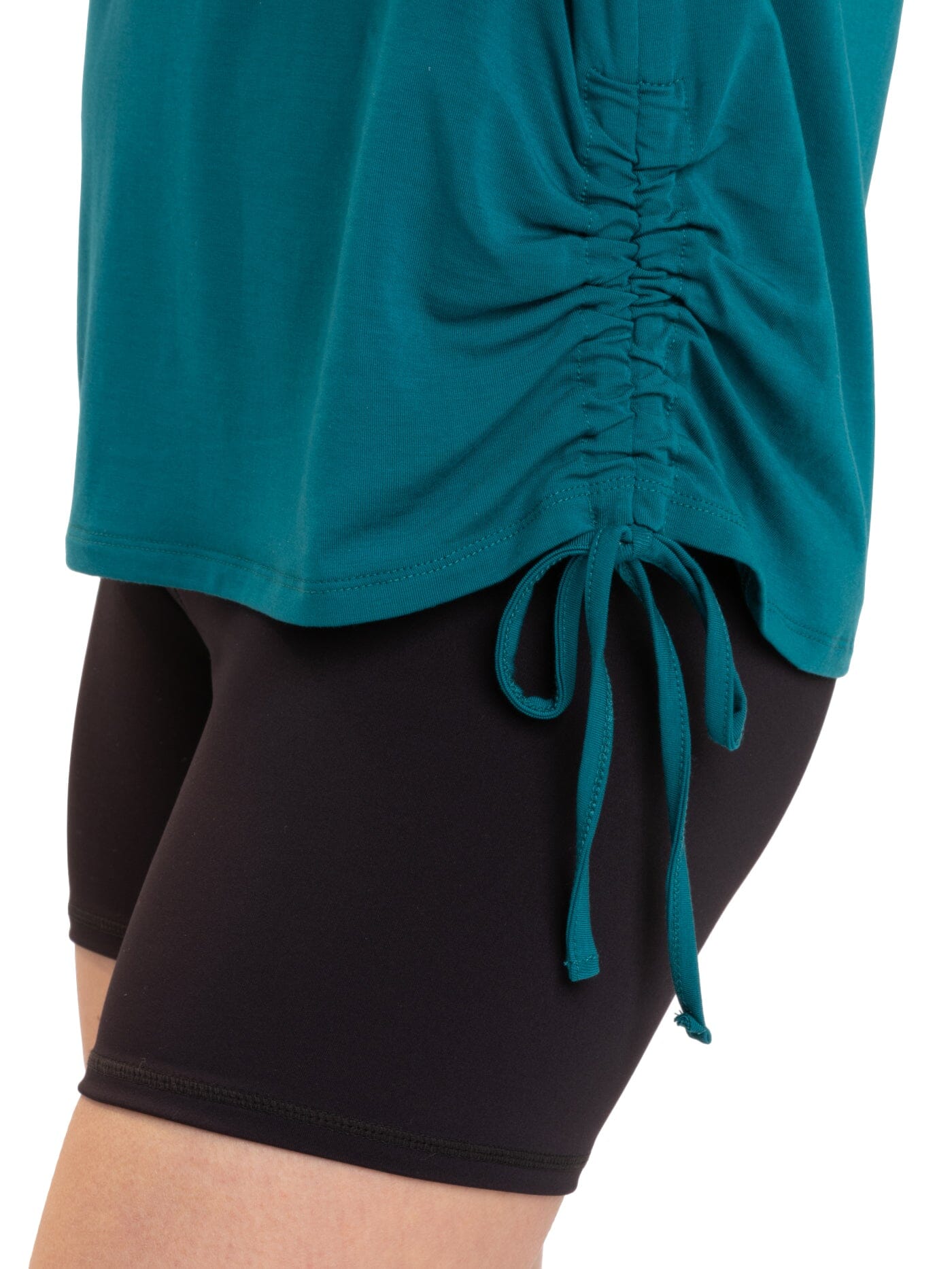 Nia Women's Side Ruched Jersey Tee in Teal