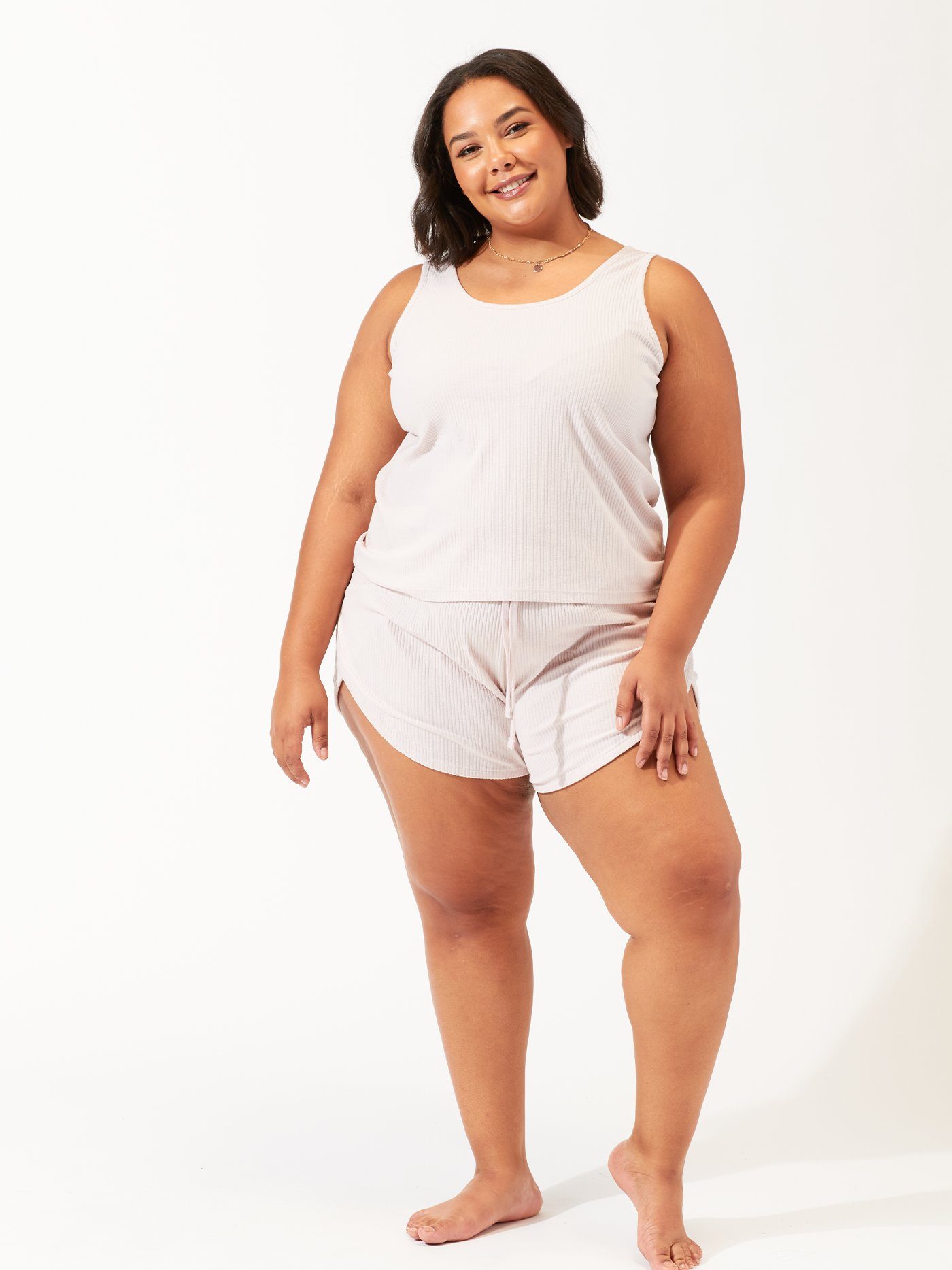 Mariana Dolphin Hem Rib Short in Pale Pink