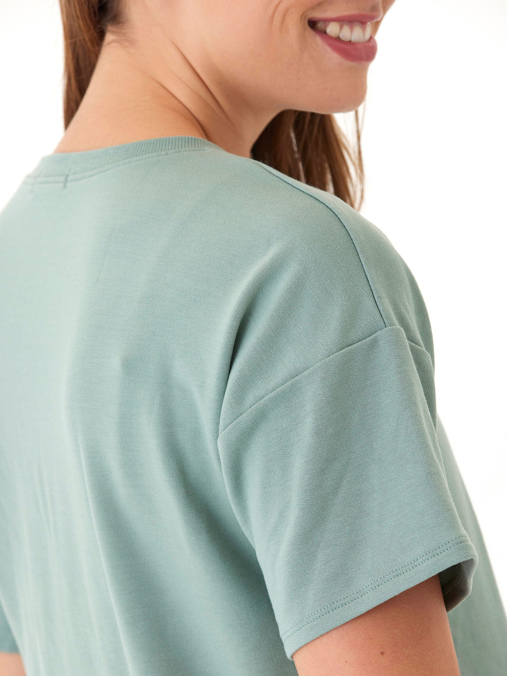 Modal Terry Crew Neck Tee - Lightweight Relaxed Fit Everyday Top