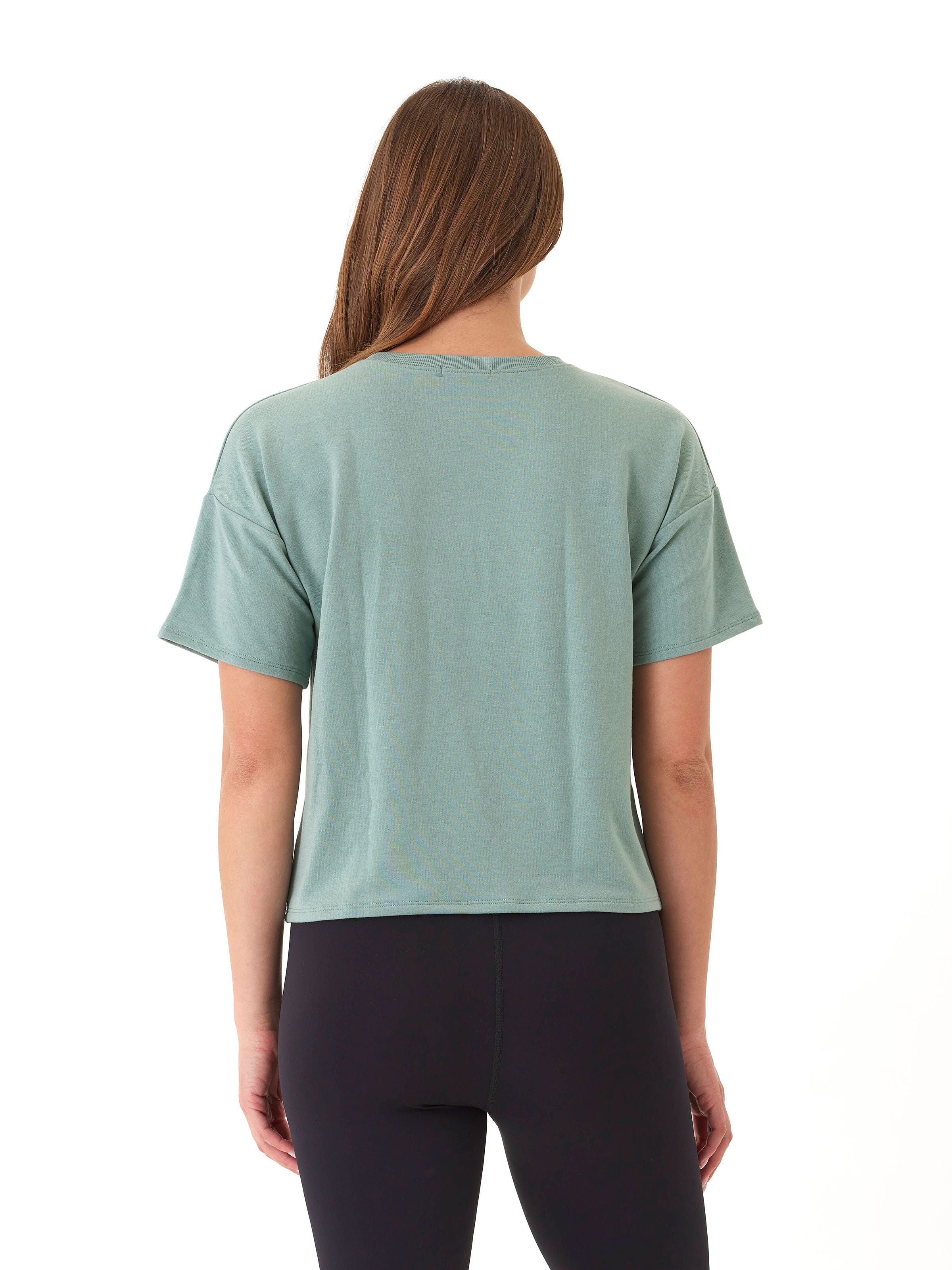 Modal Terry Crew Neck Tee - Lightweight Relaxed Fit Everyday Top
