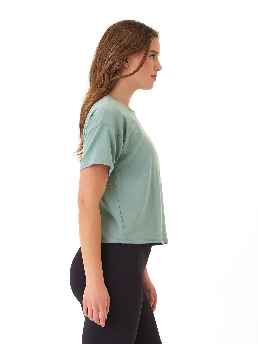 Modal Terry Crew Neck Tee - Lightweight Relaxed Fit Everyday Top