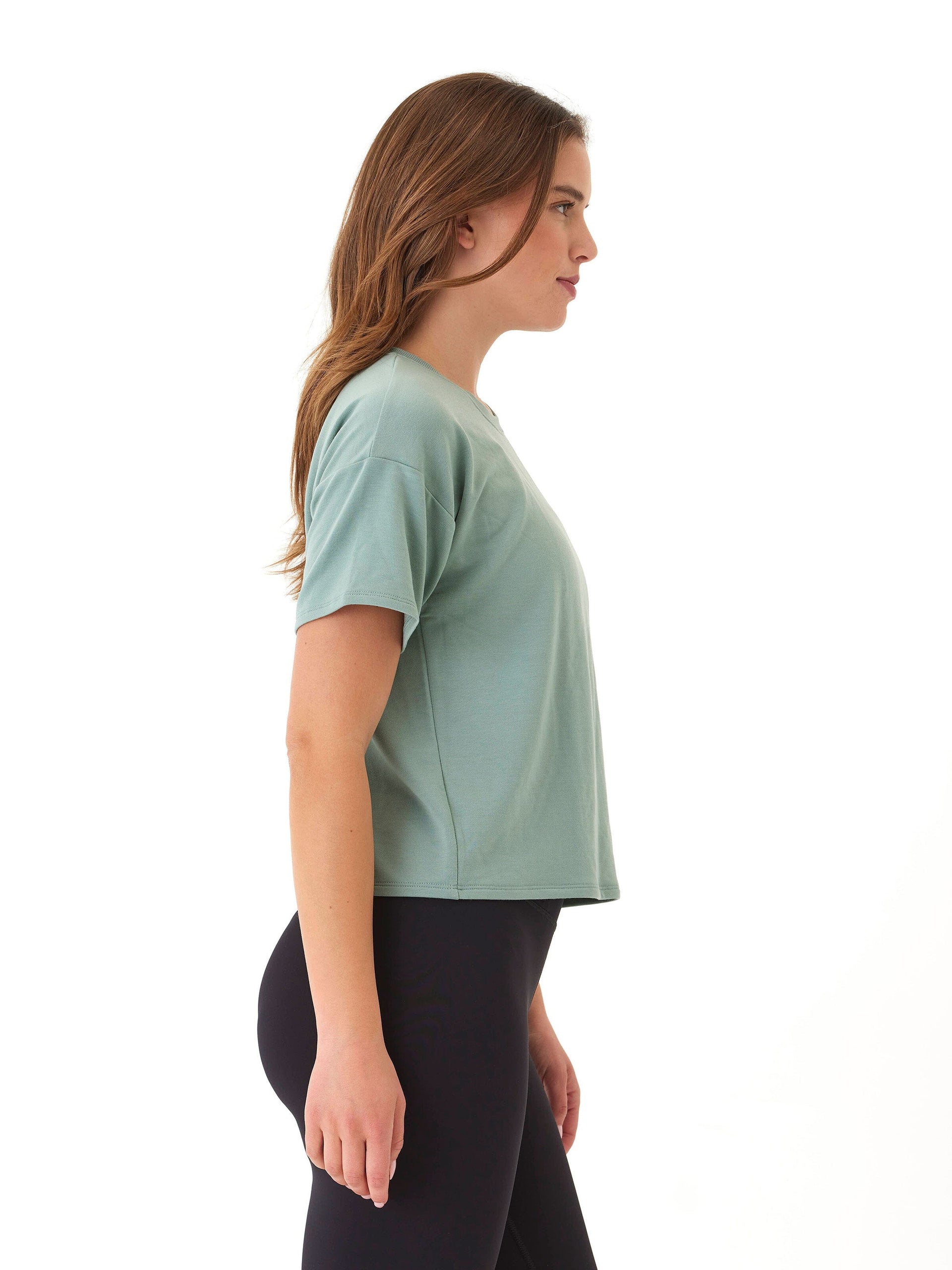 Modal Terry Crew Neck Tee - Lightweight Relaxed Fit Everyday Top