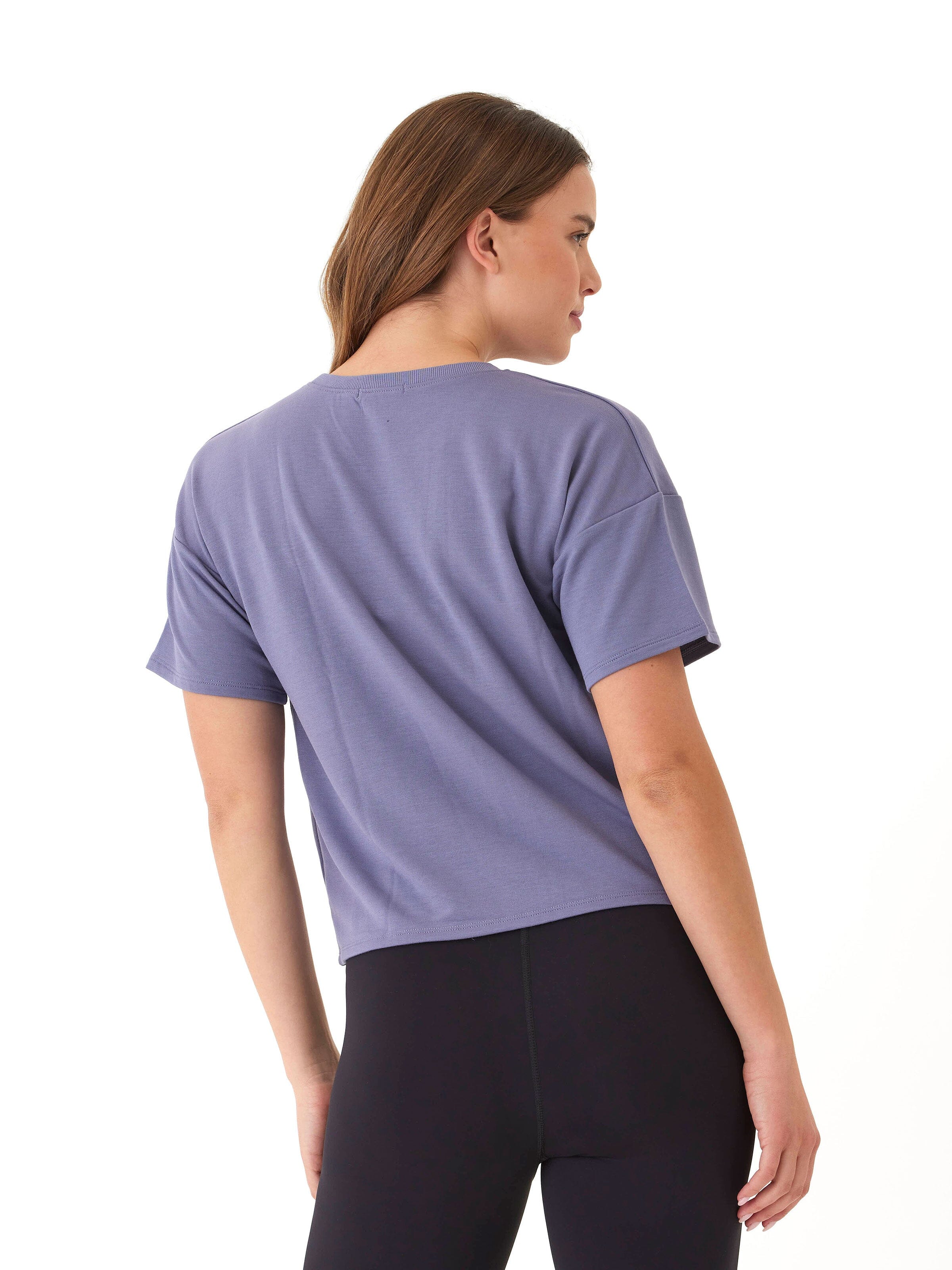 Women's Modal Terry Crew Neck Tee in Purple and Lavender
