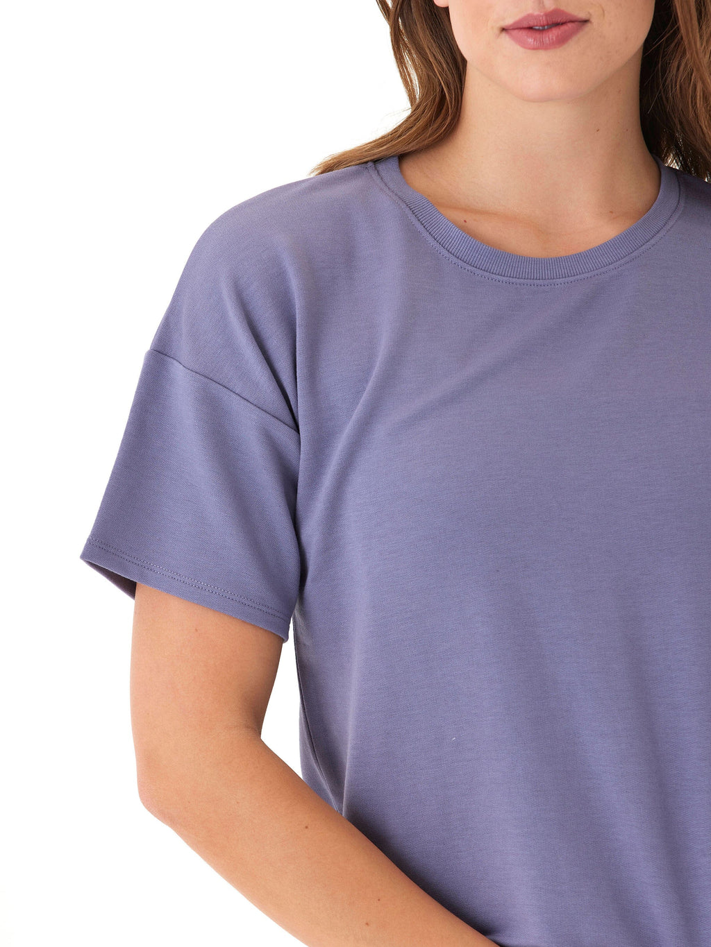 Women's Modal Terry Crew Neck Tee in Purple and Lavender