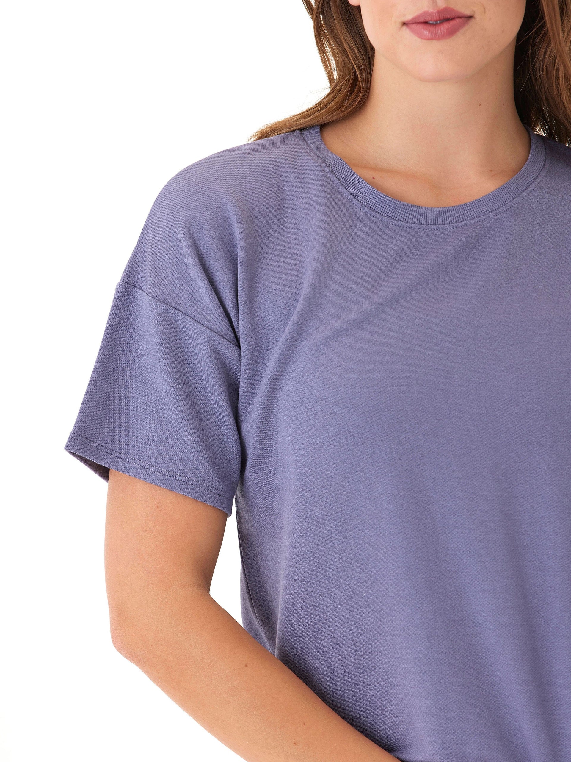 Women's Modal Terry Crew Neck Tee in Purple and Lavender
