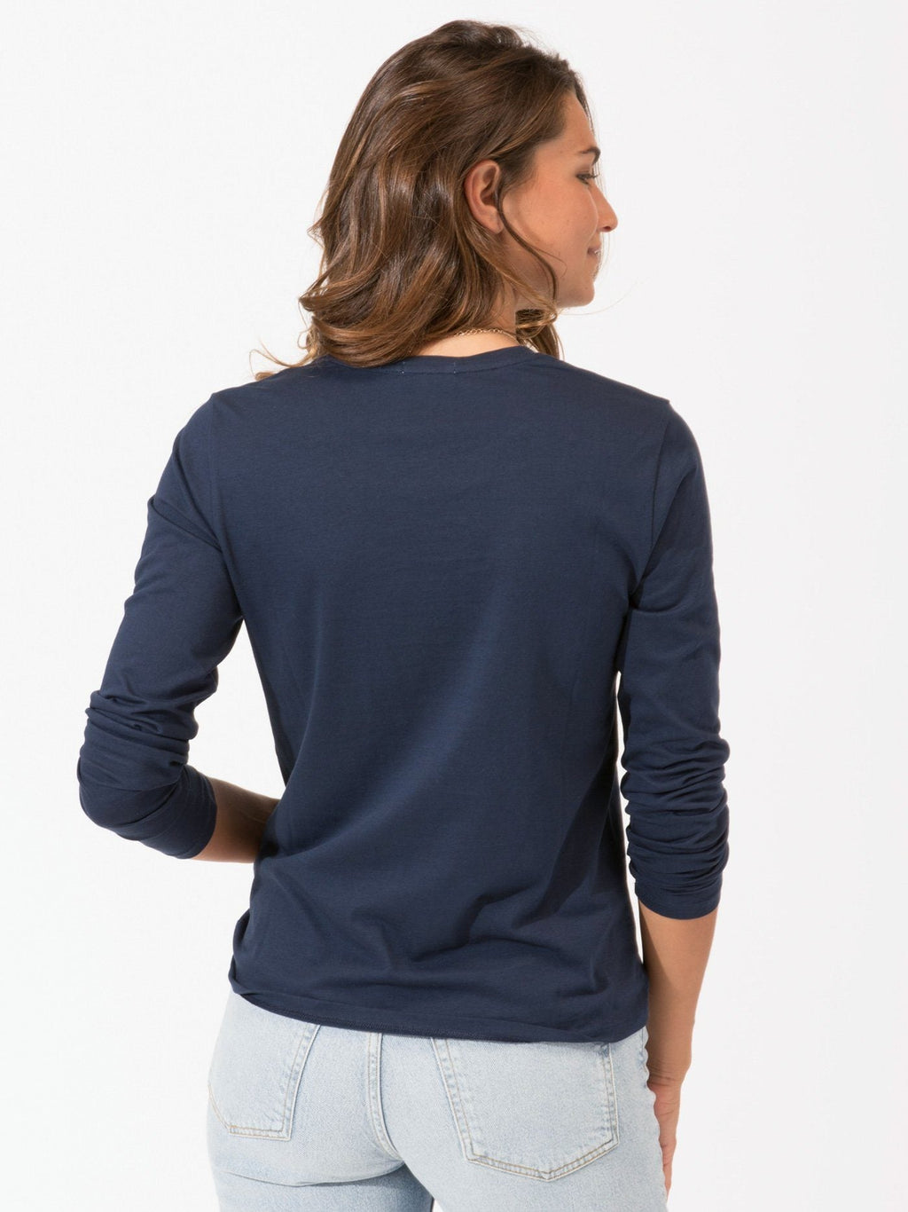 Women's Invincible Long Sleeve V-Neck - Navy Blue Performance Tee