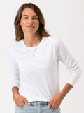 Women's Invincible white long sleeve scoop neck tee with banded neckline