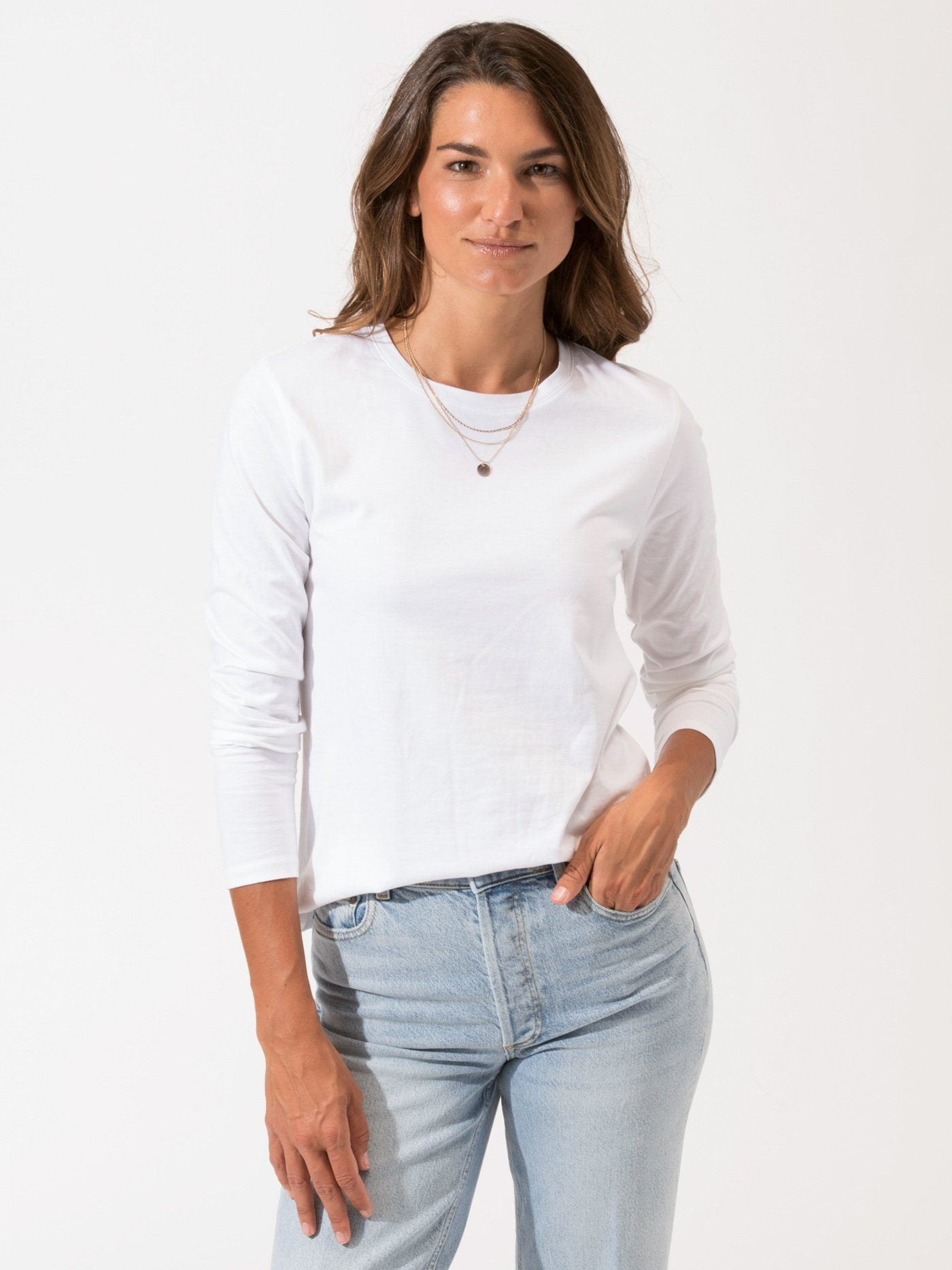 Women's Invincible Long Sleeve Scoop Neck Tee in White