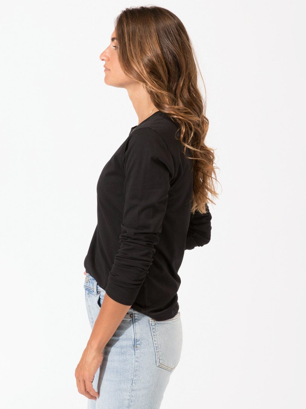 Women's Invincible Long Sleeve Scoop Neck Tee in Black