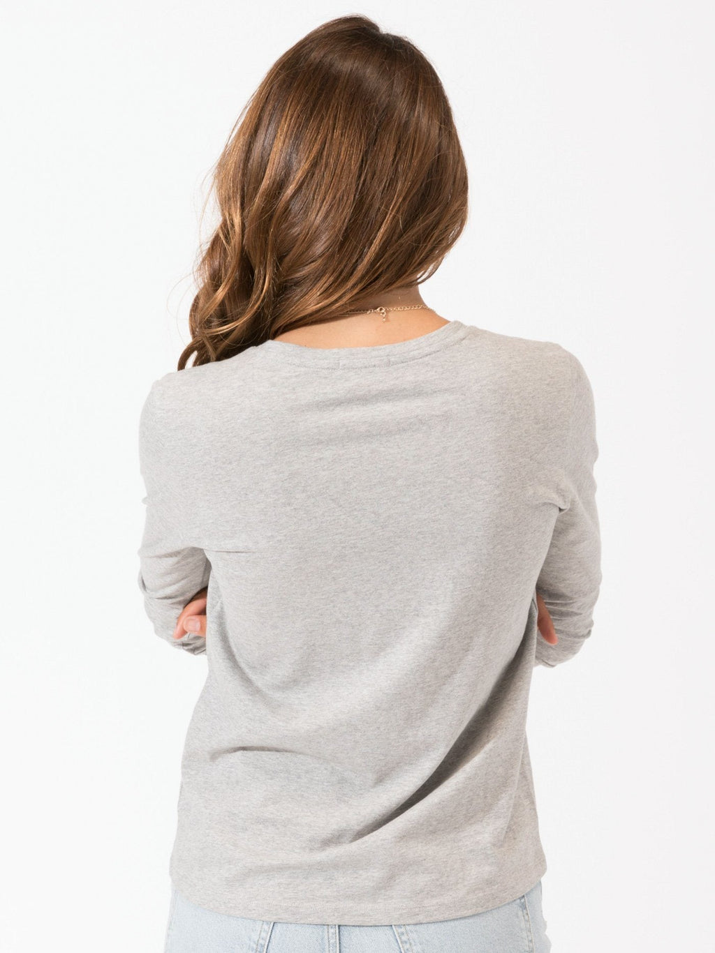 Women's Invincible Long Sleeve V-Neck Tee in Grey
