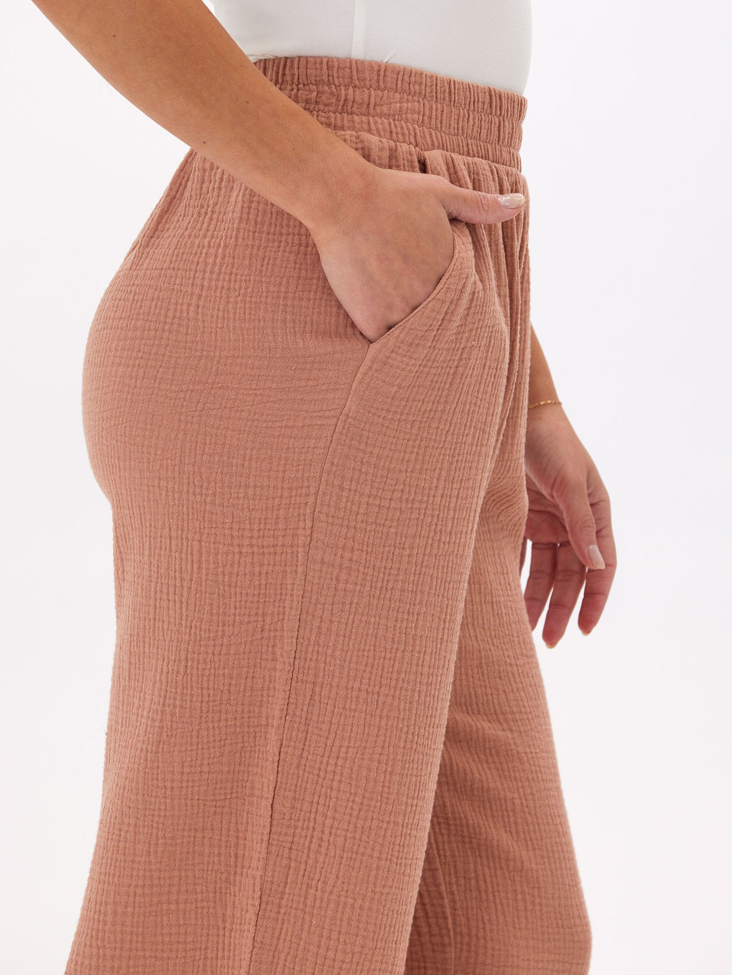 Ivanna Gauze Wide Leg Pant in Dusty Rose