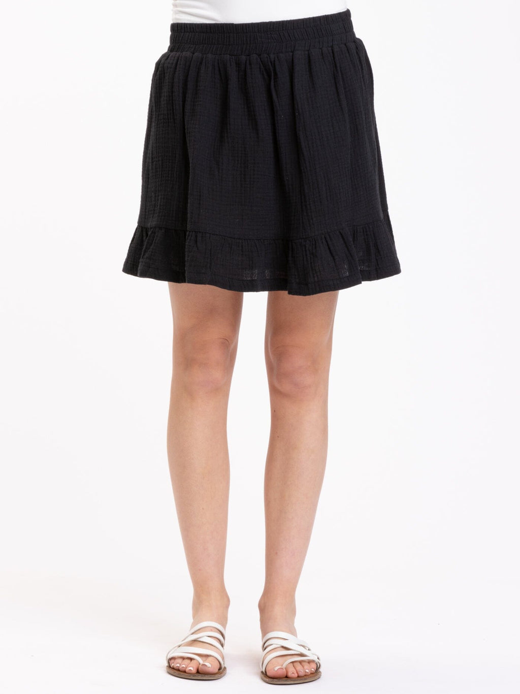 Black Gauze Skirt: Organic Cotton Bohemian Casual Skirt