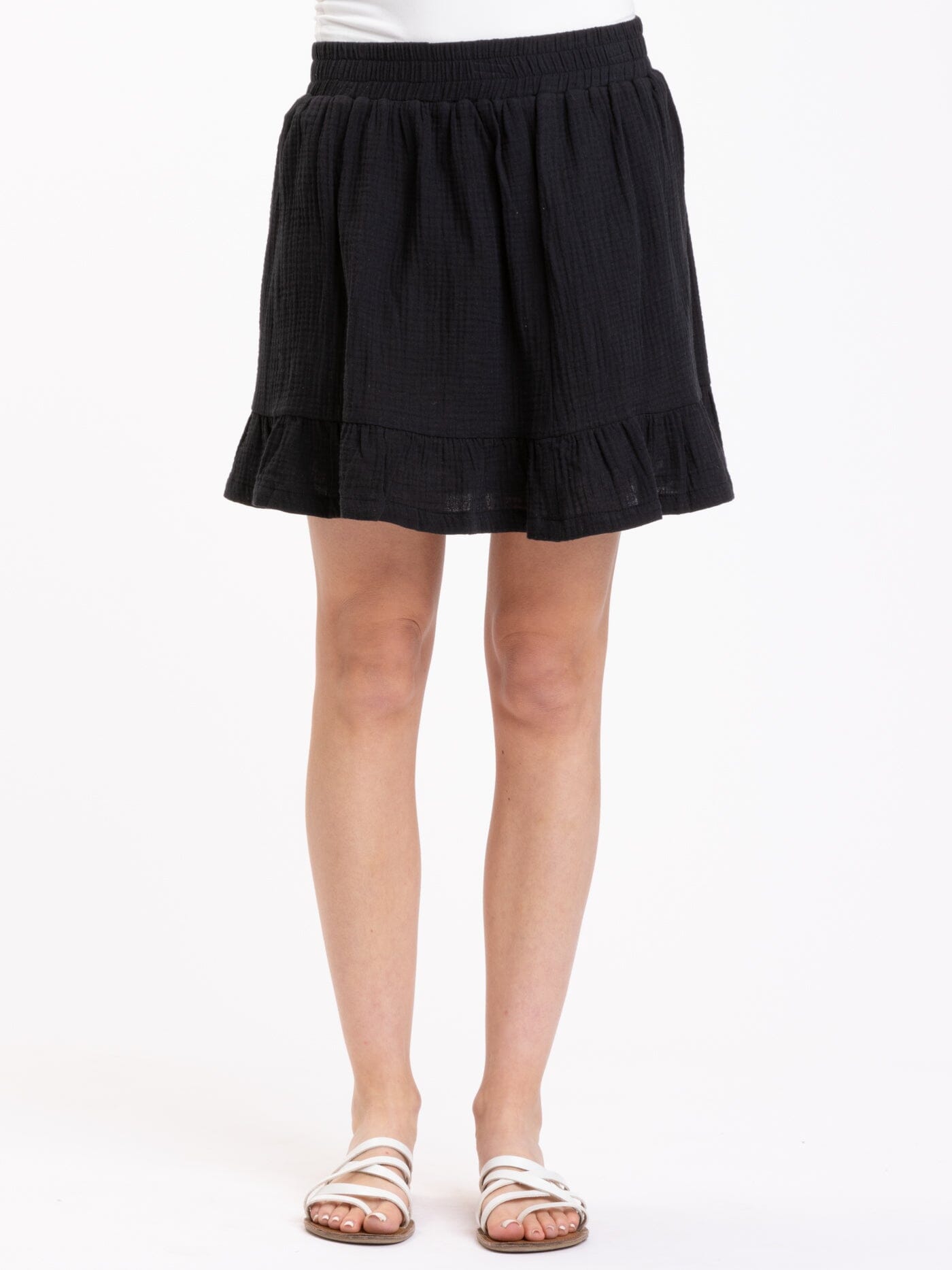 Black Gauze Skirt: Organic Cotton Bohemian Casual Skirt