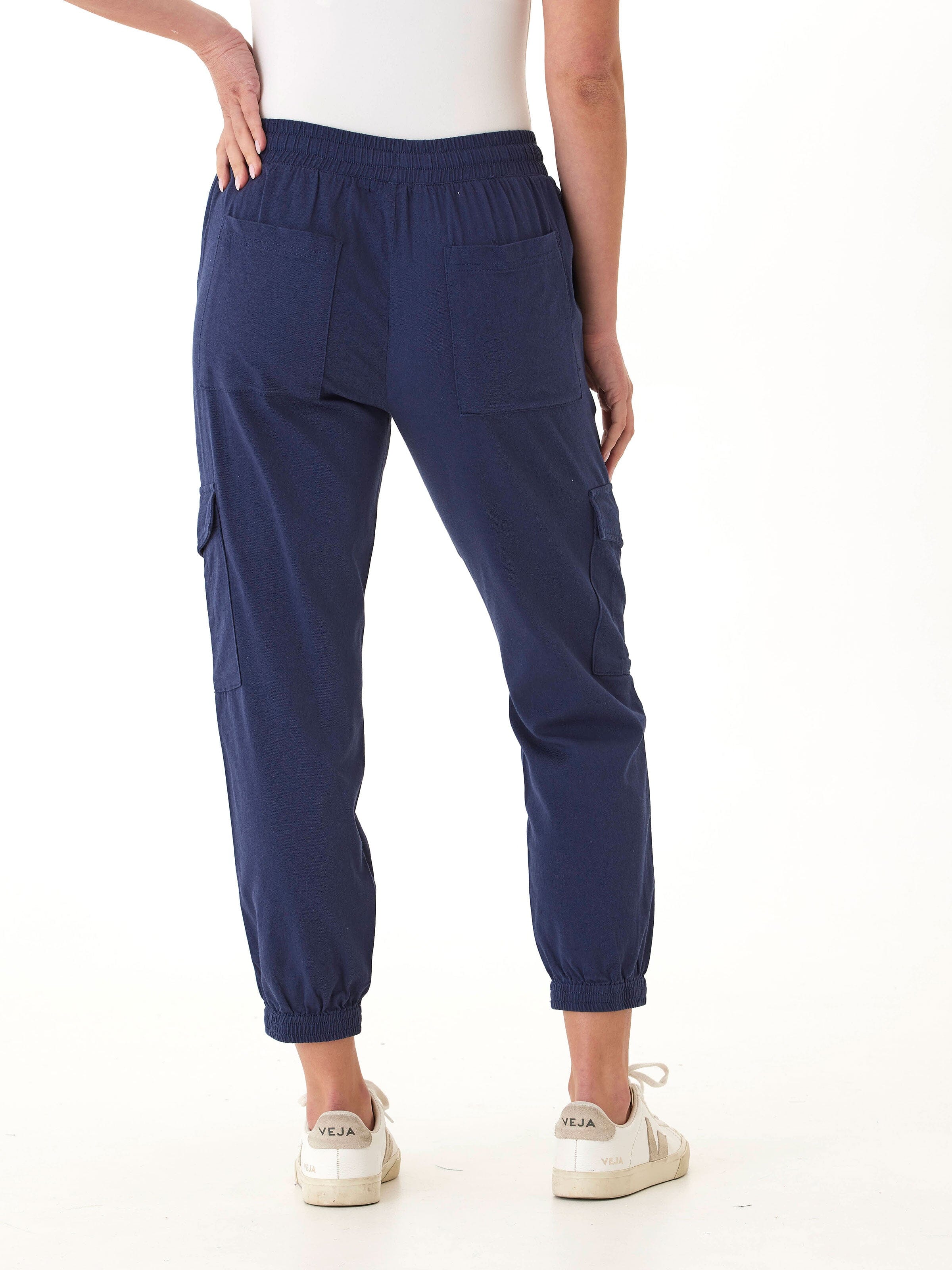 Delilah Stretch Twill Cargo Jogger 27" Women's Navy Ankle Pants
