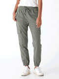 Delilah Stretch Twill Cargo Jogger in a 27-inch inseam with snap-closure pockets and elastic drawstring waist
