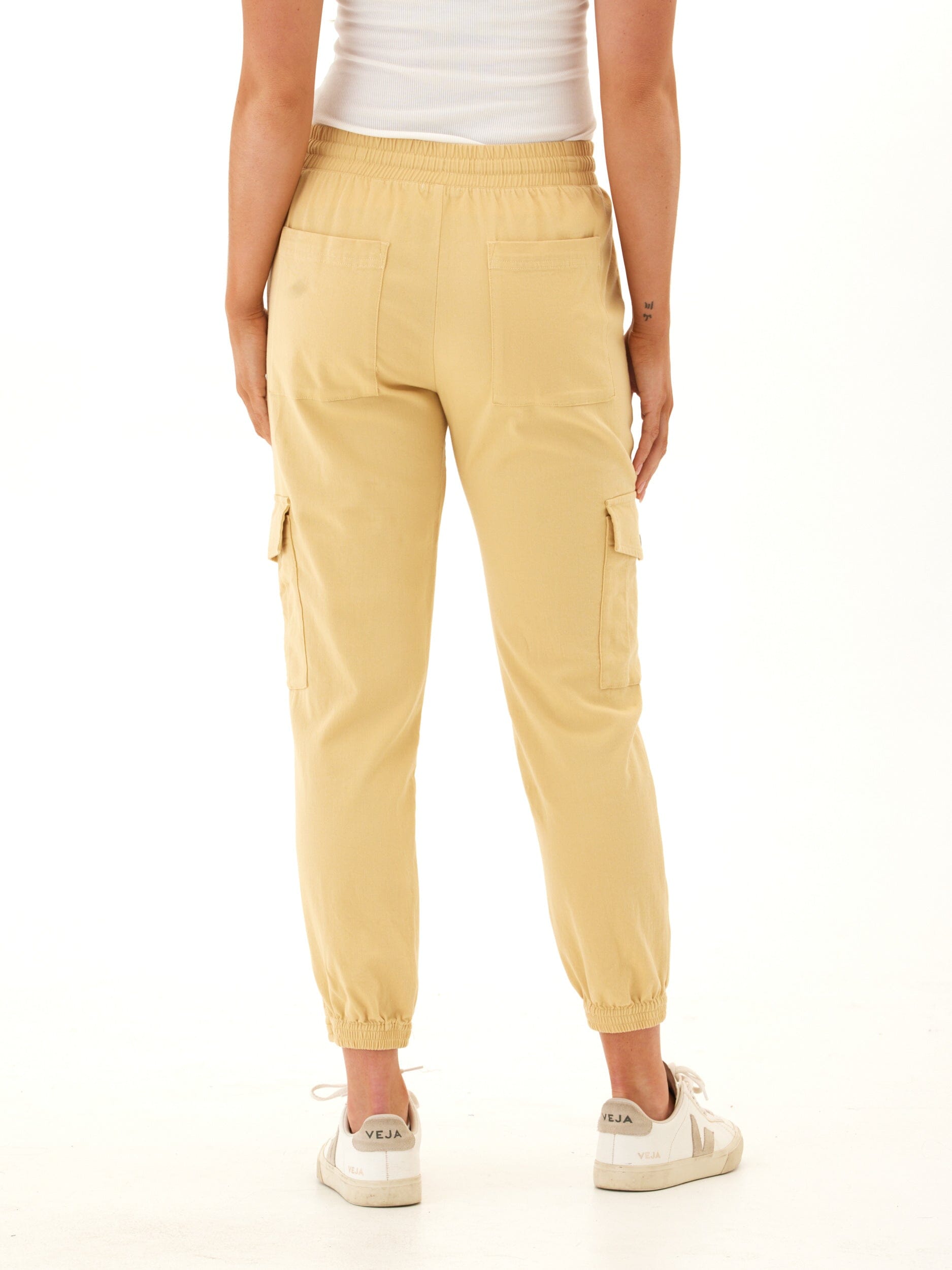 Delilah Stretch Twill Cargo Joggers - Mid Rise Ankle Pants