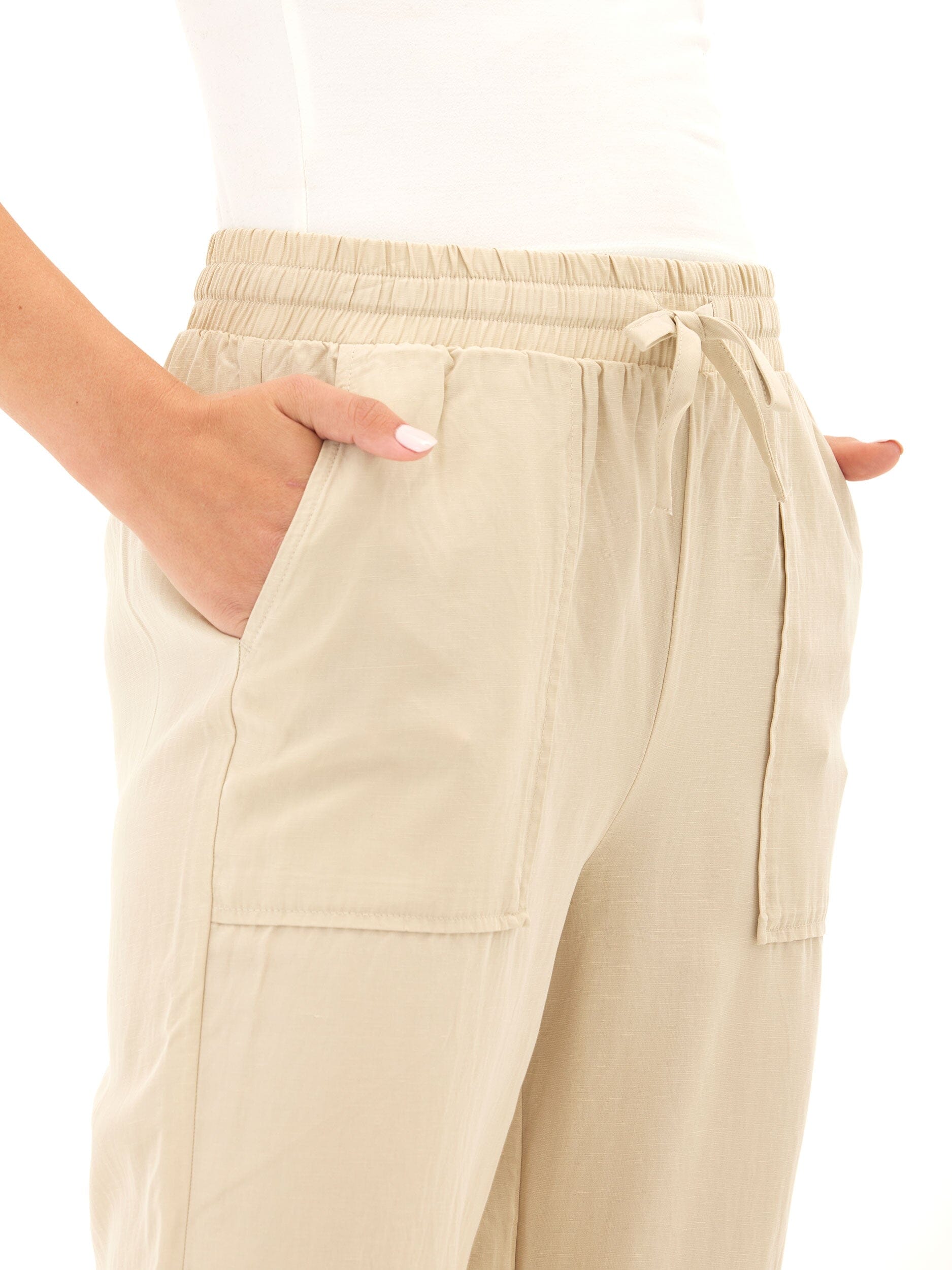 Hannah Breezy Linen Pant: Lightweight Relaxed Fit Drawstring Trousers