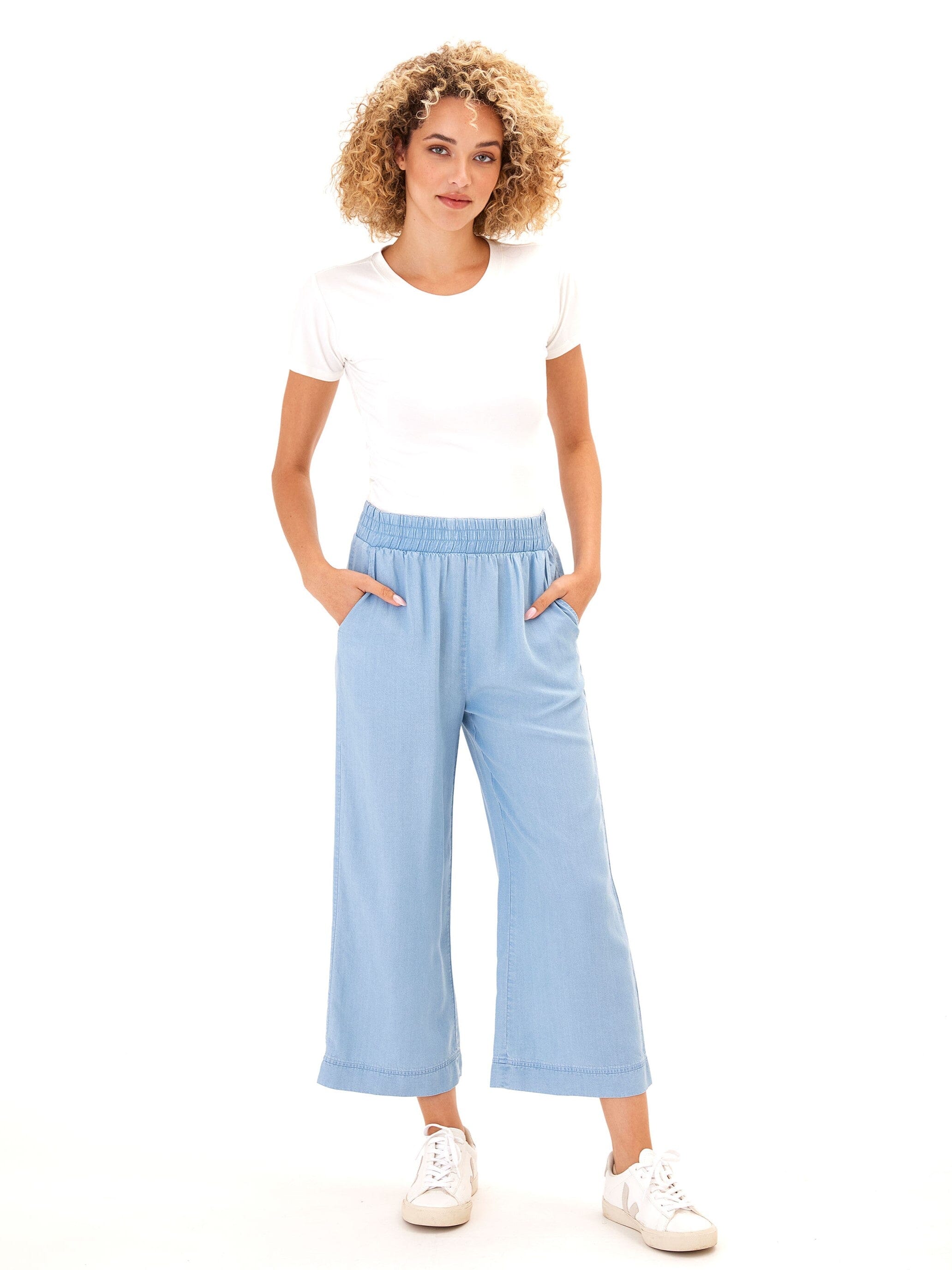 Harlowe Chambray Crop Pant 24-Inch Inseam