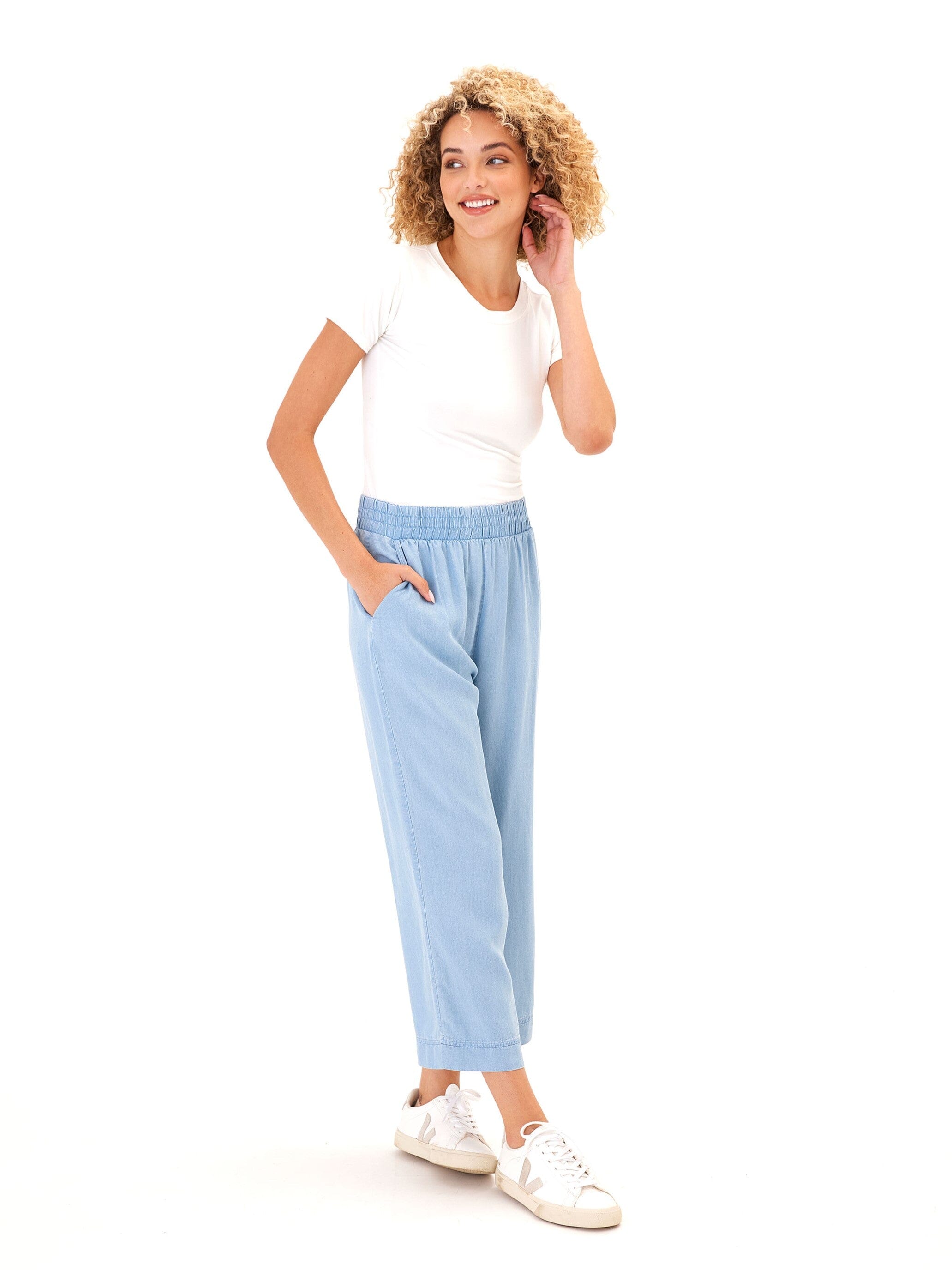 Harlowe Chambray Crop Pant 24-Inch Inseam