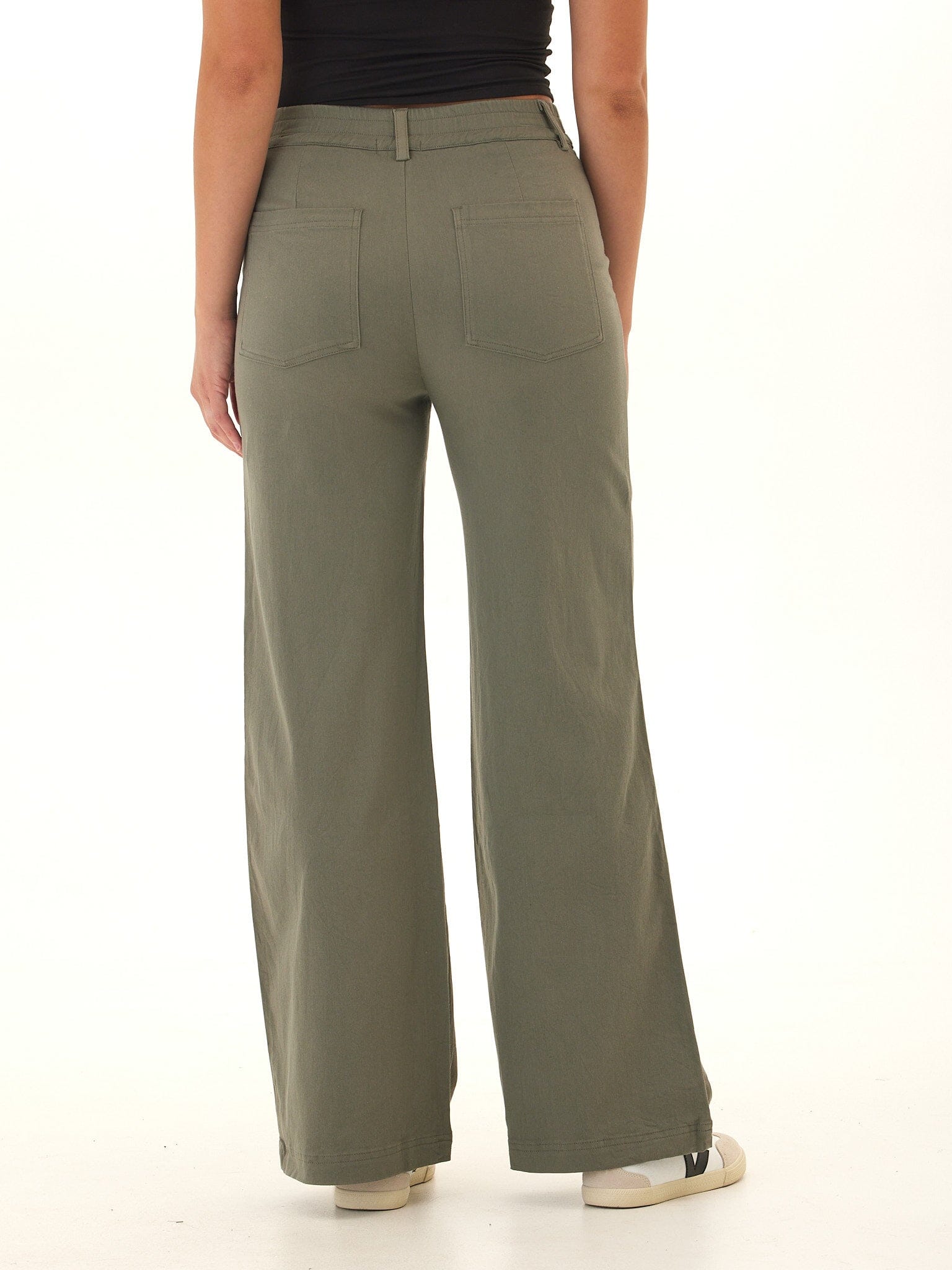 Pamela Stretch Twill Wide Leg Pant - Comfortable High Rise Trouser