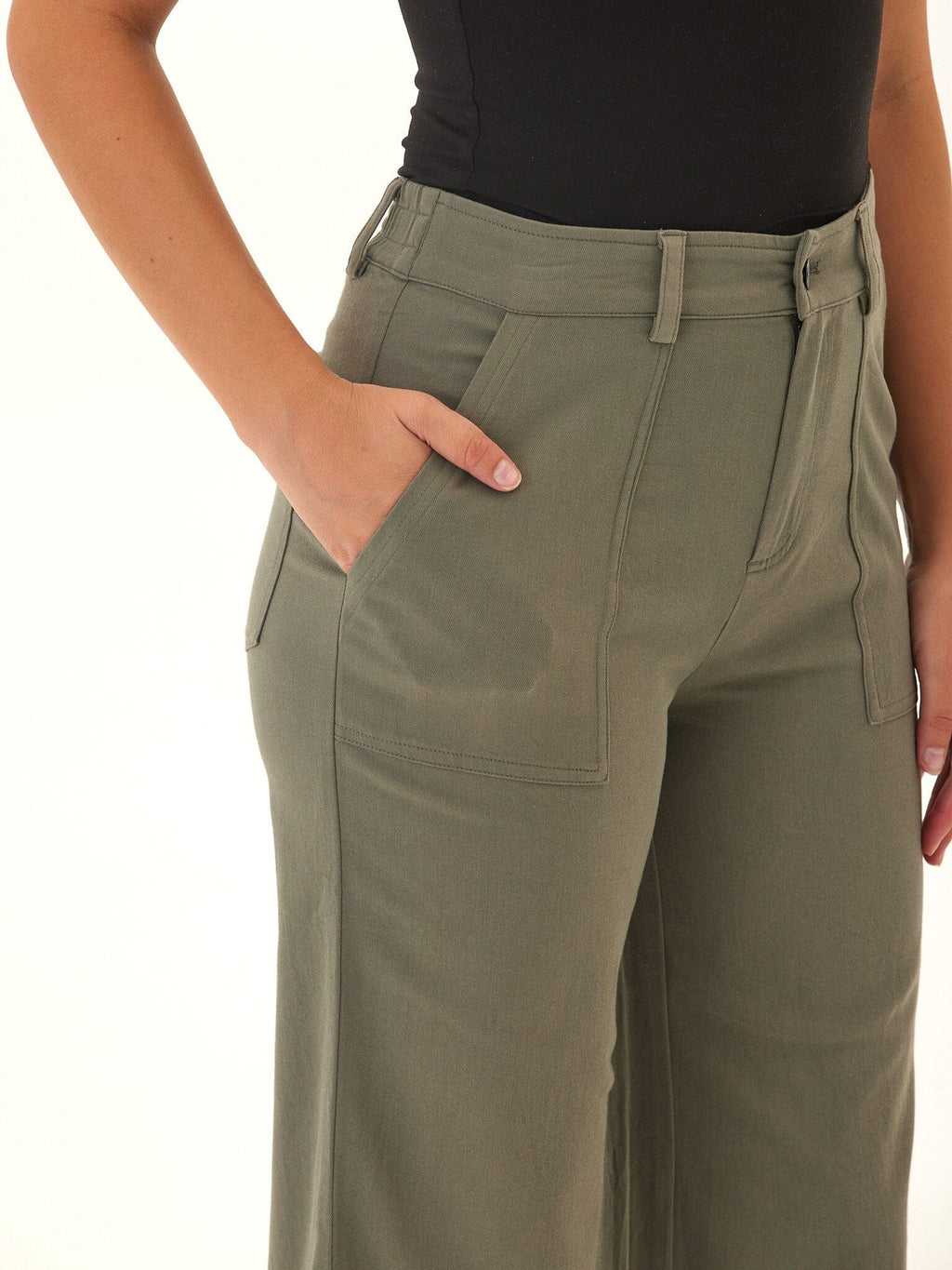 Pamela Stretch Twill Wide Leg Pant - Comfortable High Rise Trouser