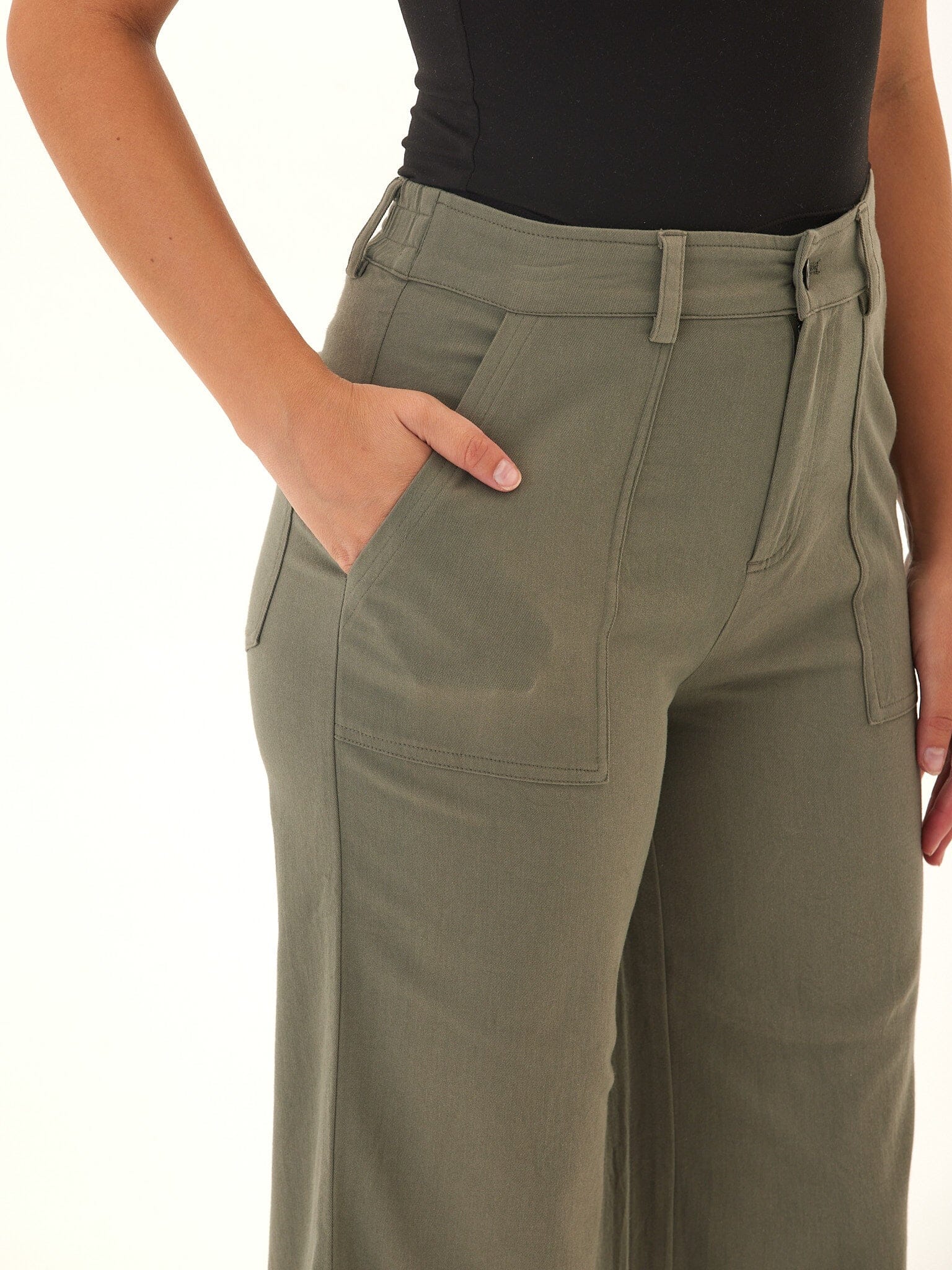 Pamela Stretch Twill Wide Leg Pant - Comfortable High Rise Trouser