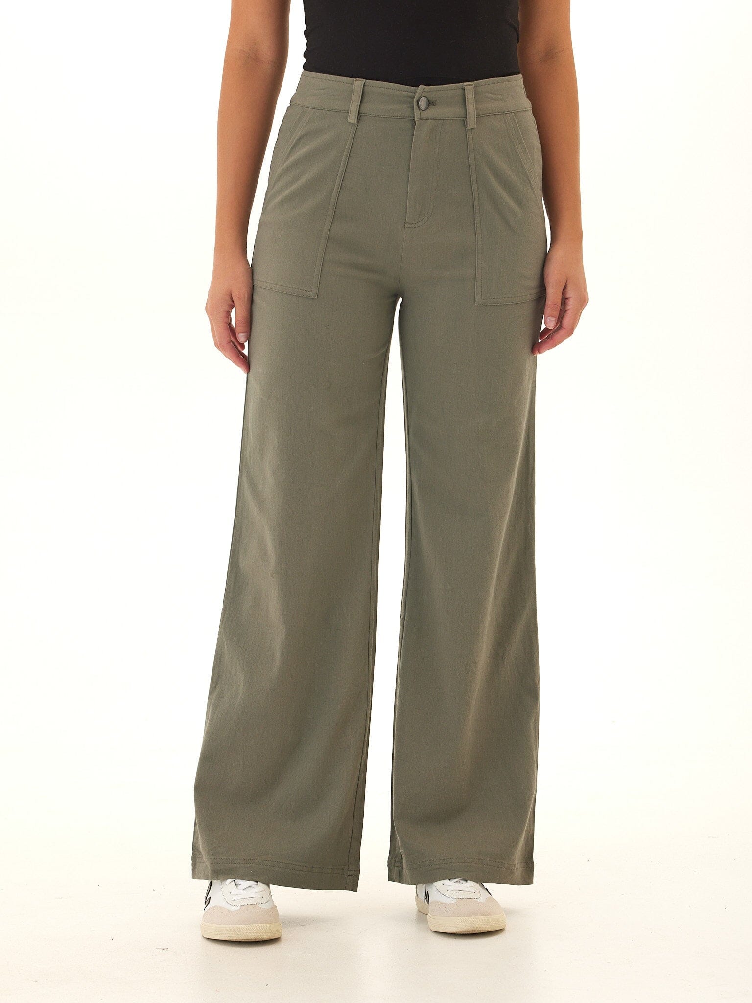 Pamela Stretch Twill Wide Leg Pant - Comfortable High Rise Trouser