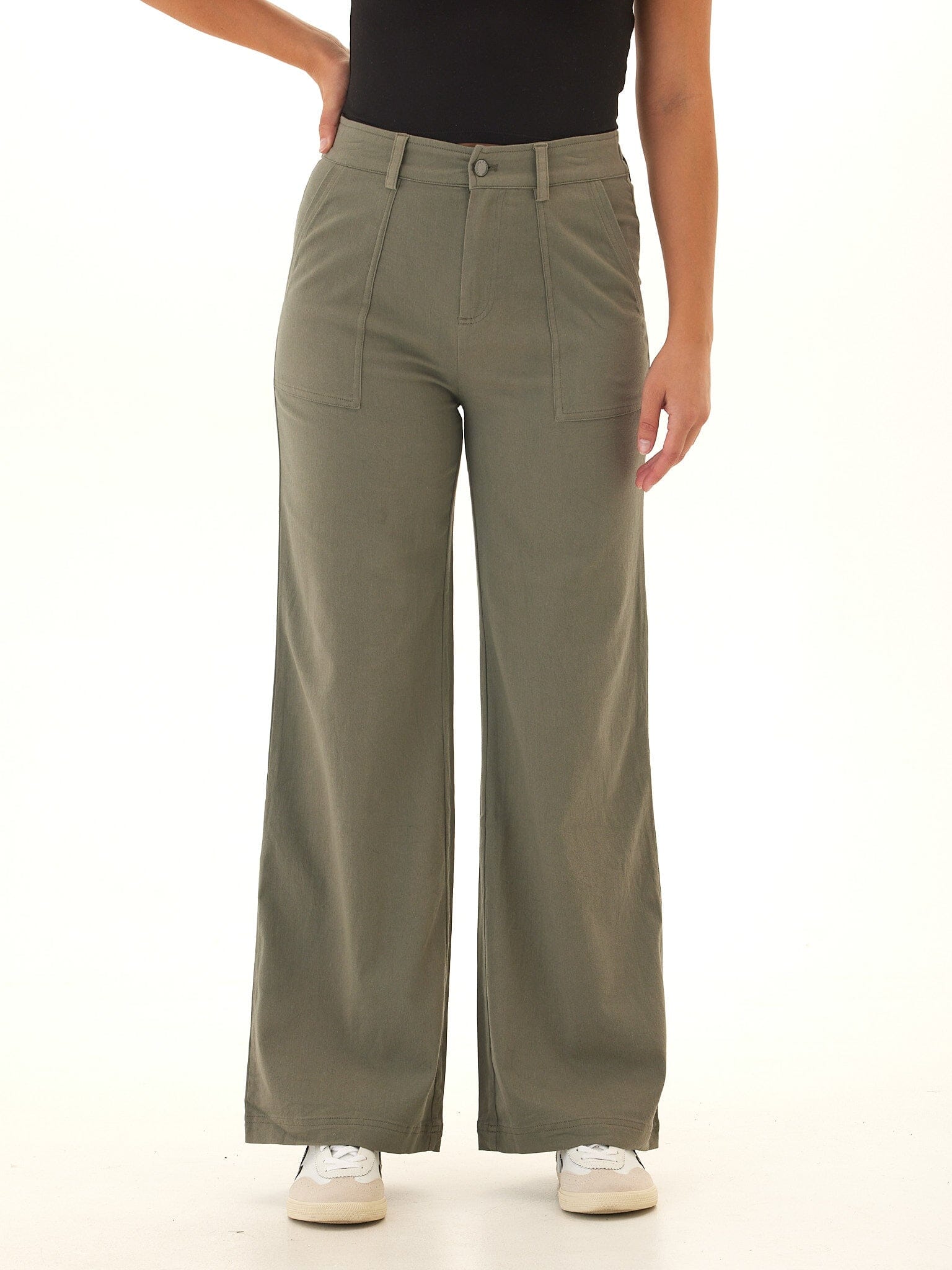 Pamela Stretch Twill Wide Leg Pant - Comfortable High Rise Trouser