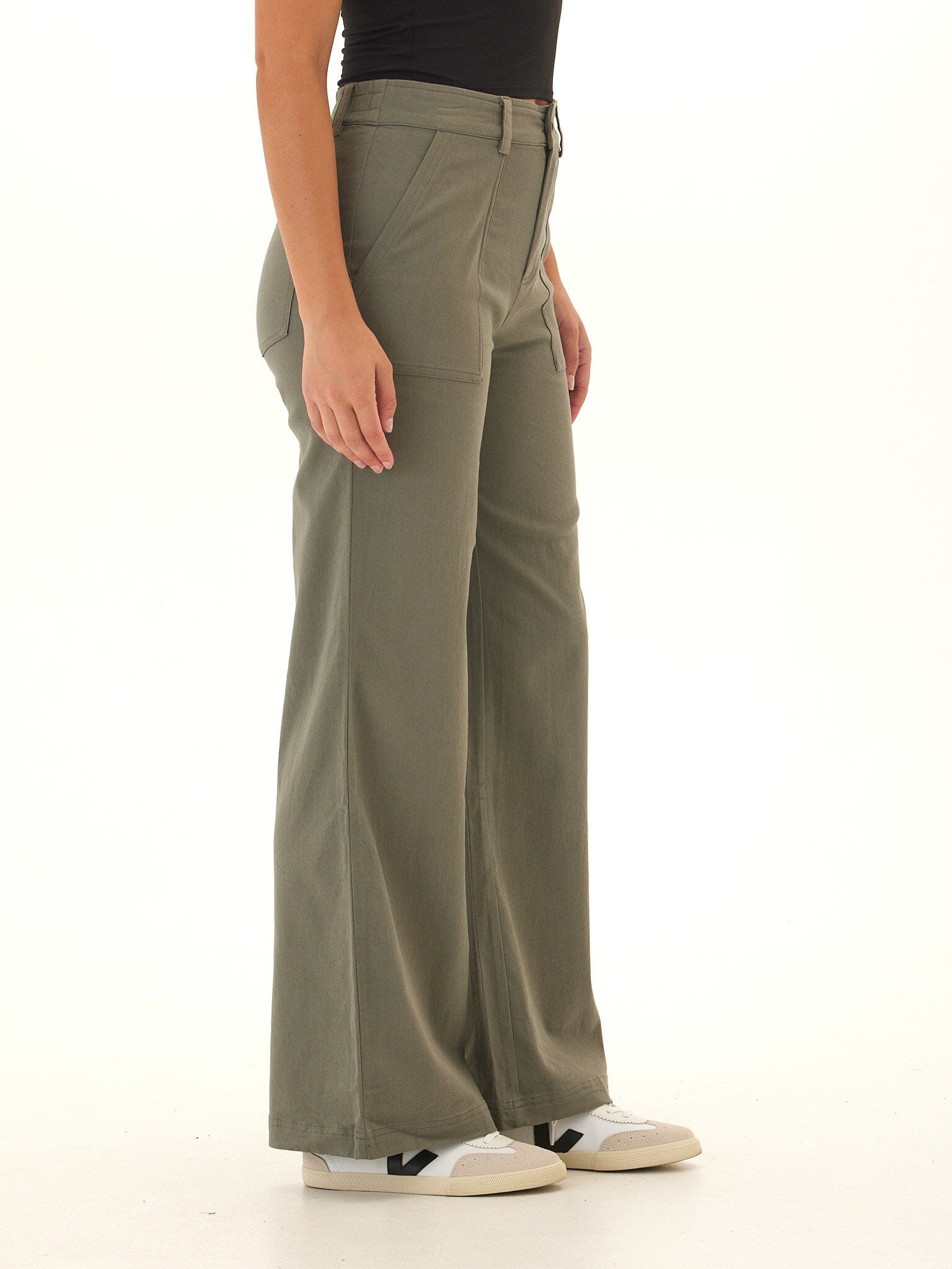 Pamela Stretch Twill Wide Leg Pant - Comfortable High Rise Trouser