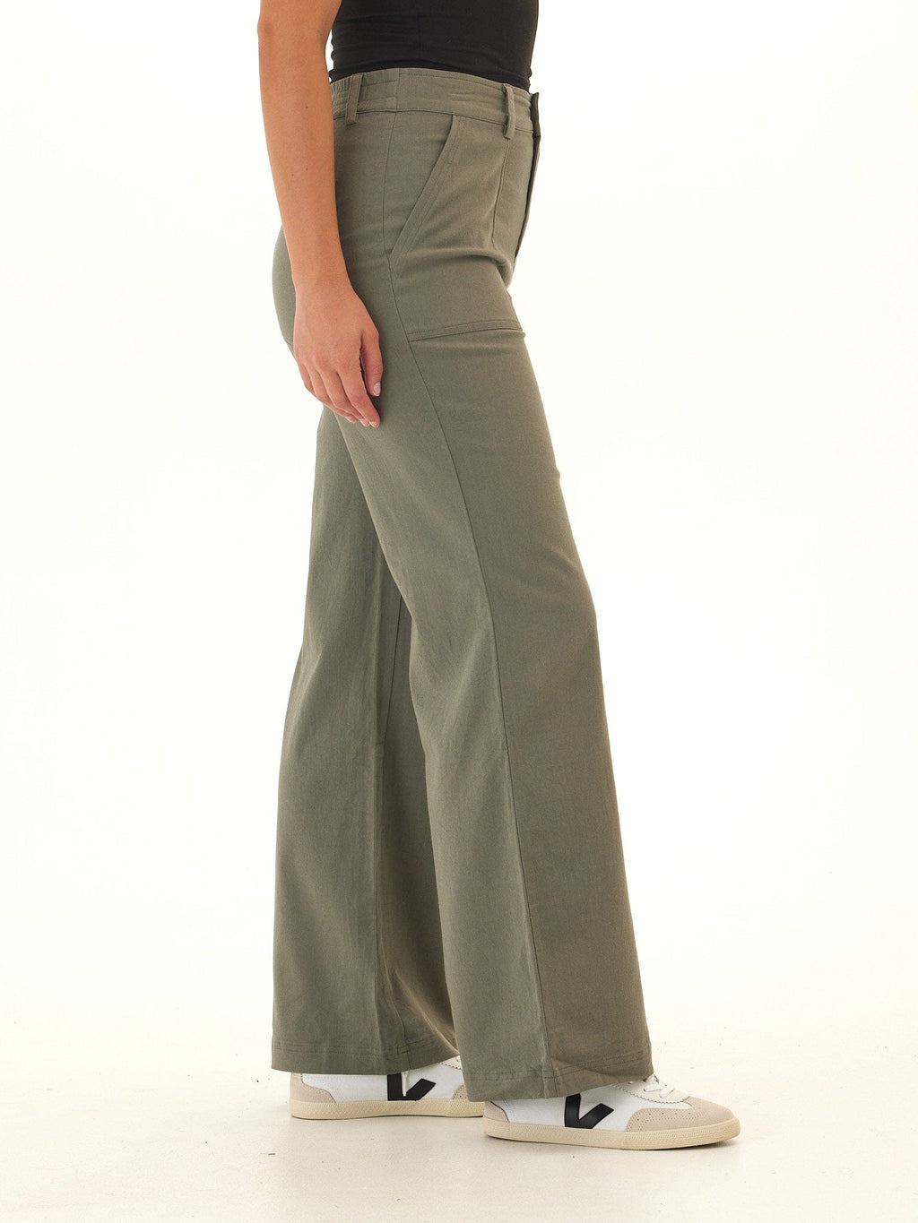 Pamela Stretch Twill Wide Leg Pant - Comfortable High Rise Trouser