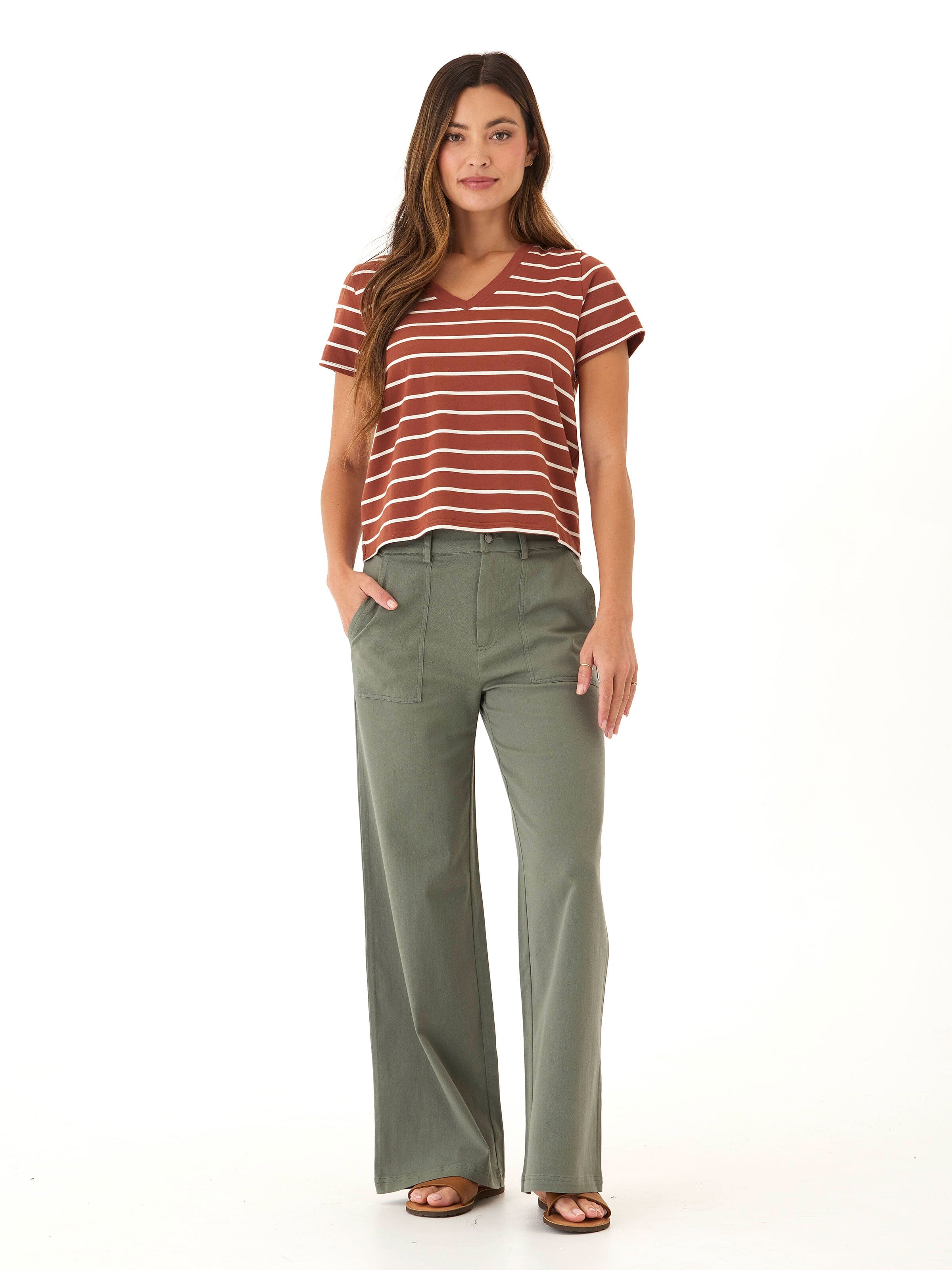 Pamela Stretch Twill Wide Leg Pant - Comfortable High Rise Trouser