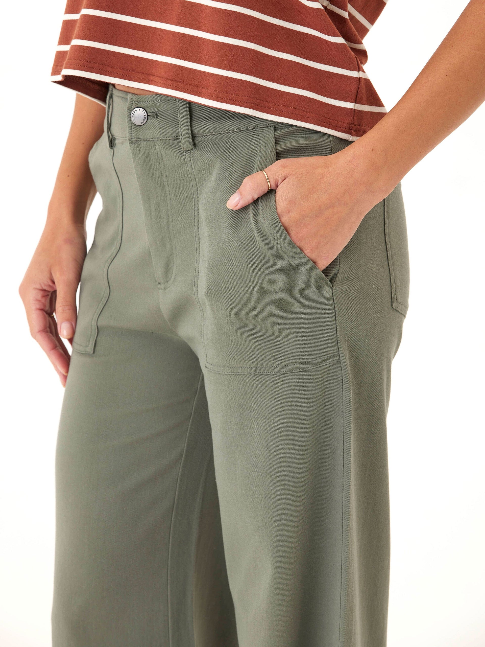 Pamela Stretch Twill Wide Leg Pant - Comfortable High Rise Trouser