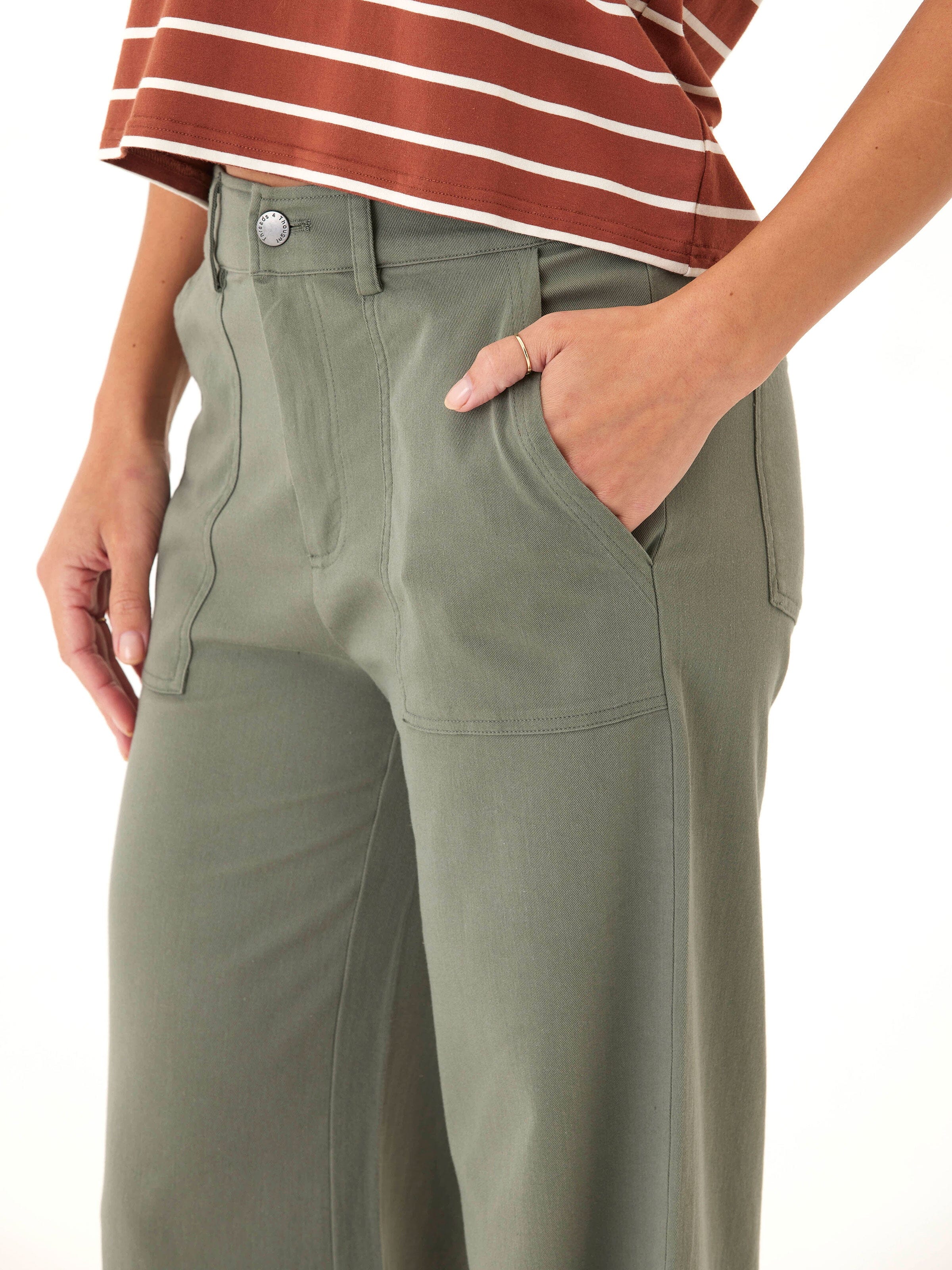Pamela Stretch Twill Wide Leg Pant - Comfortable High Rise Trouser