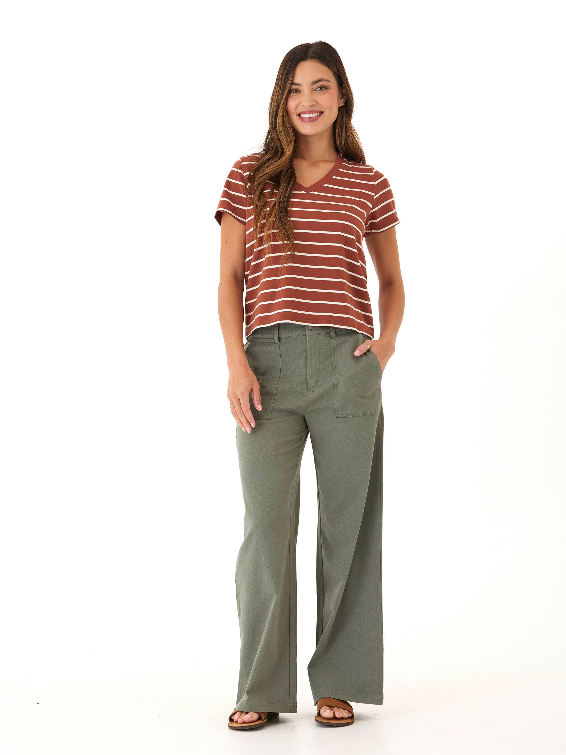 Pamela Stretch Twill Wide Leg Pant - Comfortable High Rise Trouser