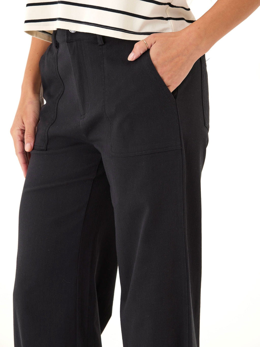 Pamela Stretch Twill Wide Leg Pant - Comfortable High Rise Trouser