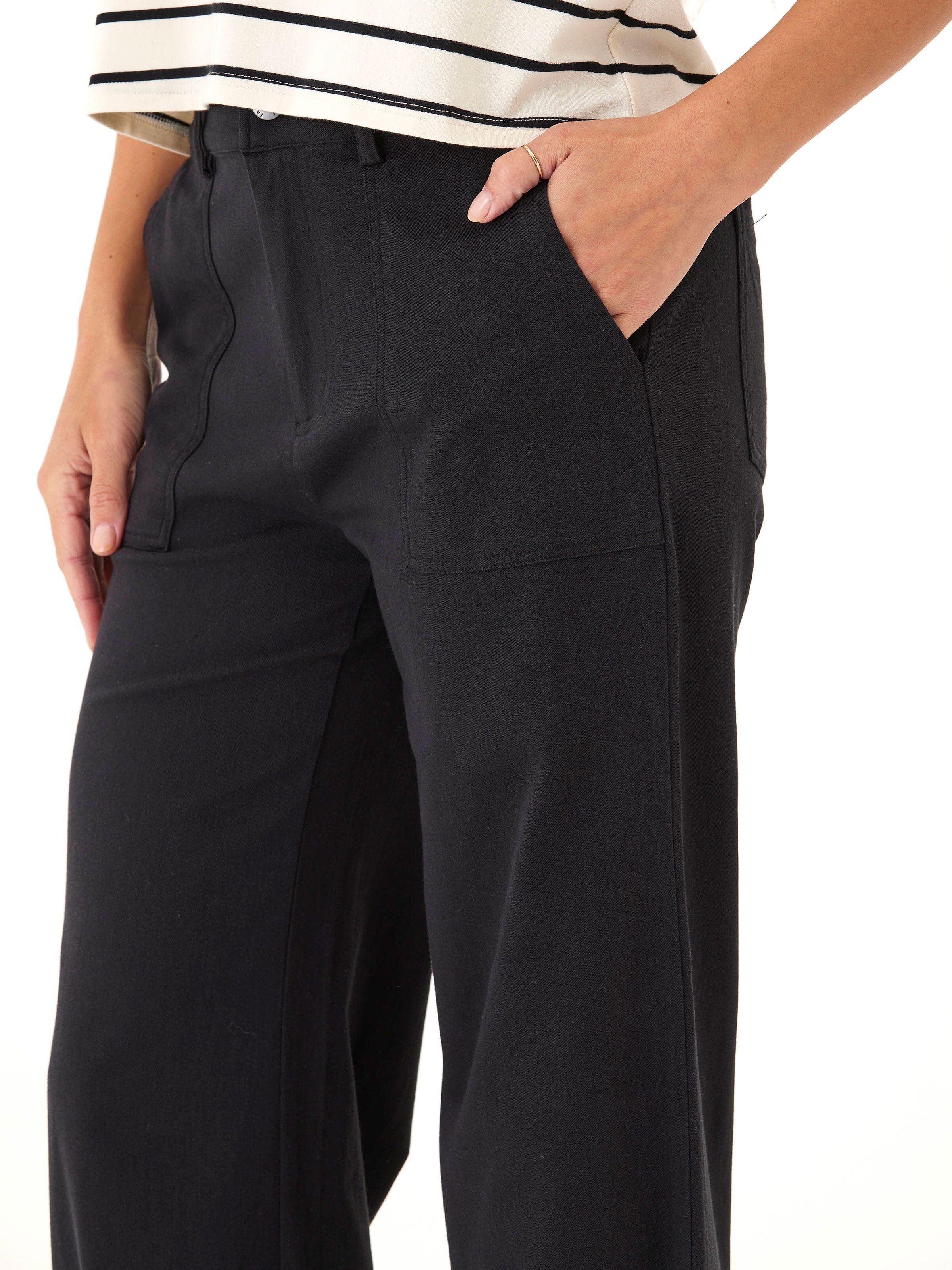 Pamela Stretch Twill Wide Leg Pant - Comfortable High Rise Trouser