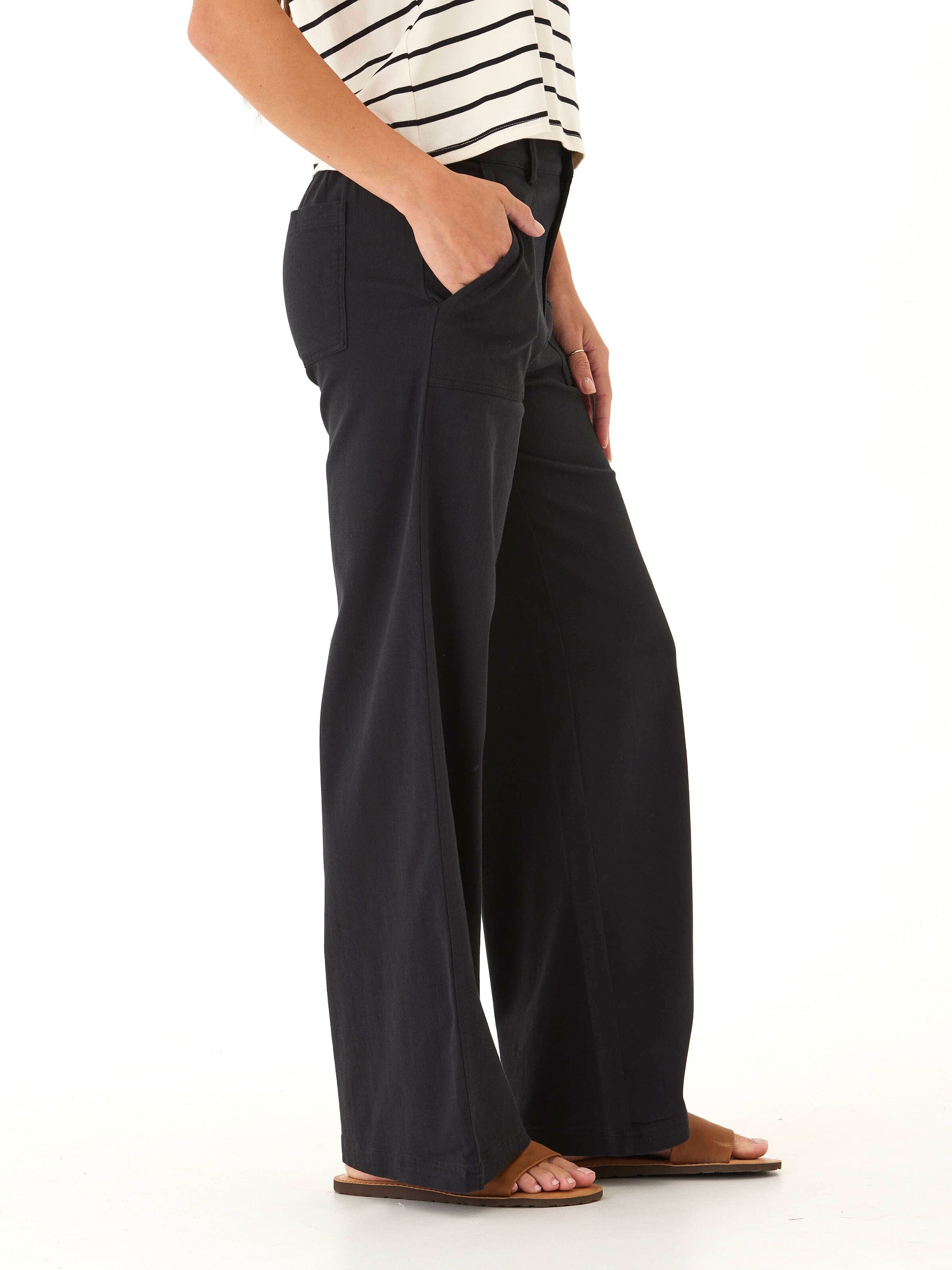 Pamela Stretch Twill Wide Leg Pant - Comfortable High Rise Trouser