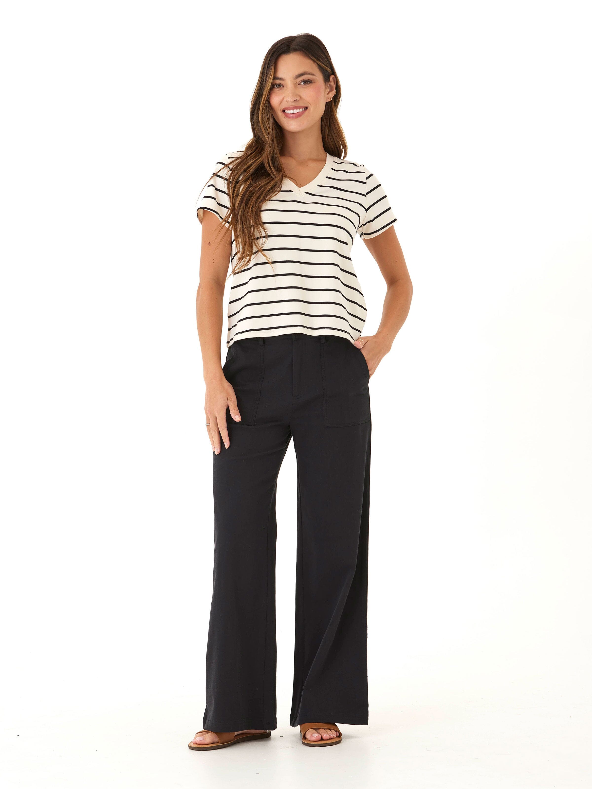 Pamela Stretch Twill Wide Leg Pant - Comfortable High Rise Trouser