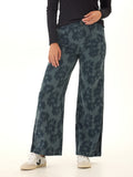 Model wearing Pamela stretch twill wide leg pants in a classic tailored fit.