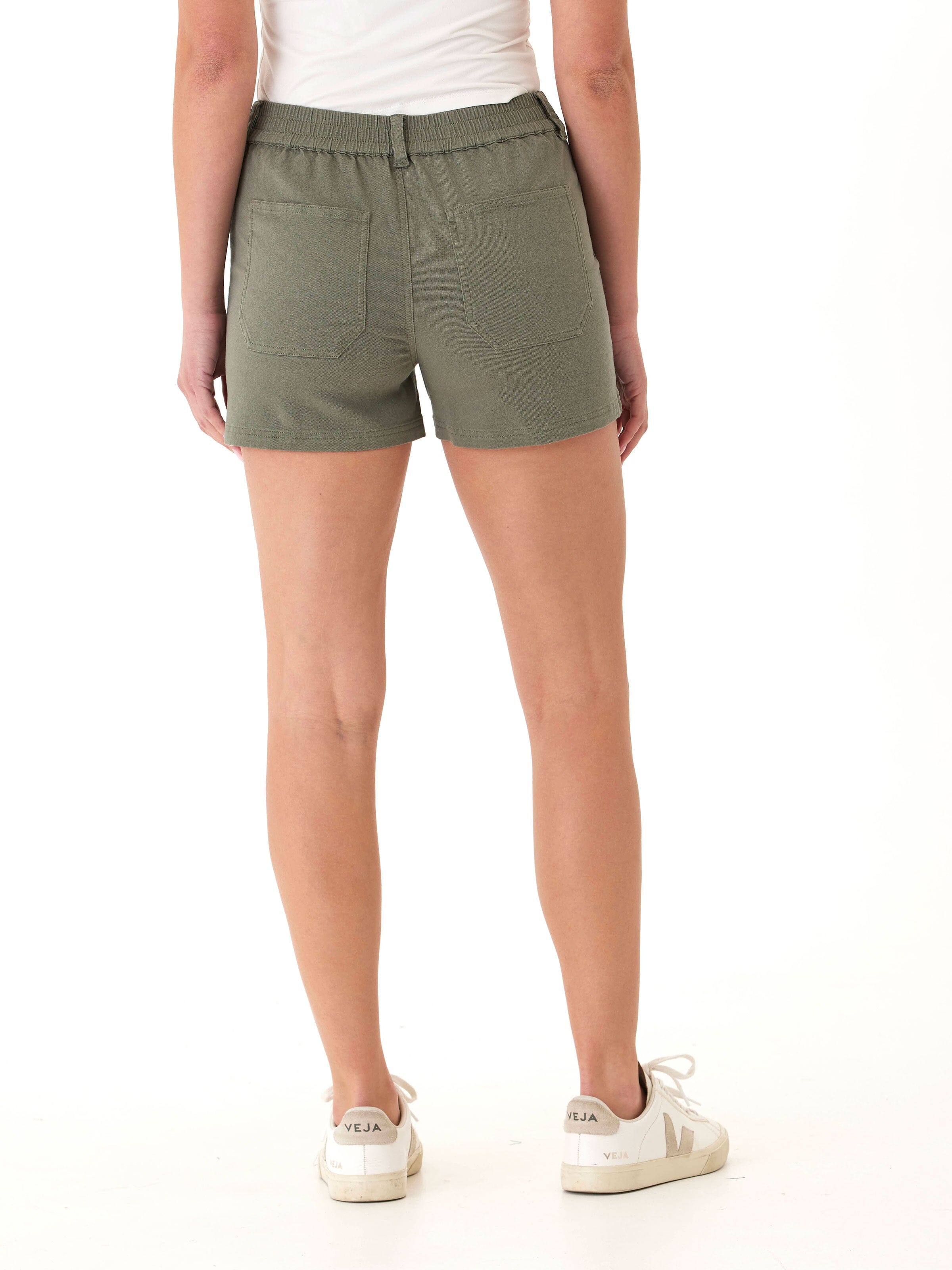 Stretch Twill Utility Shorts with Mid-Rise Fit