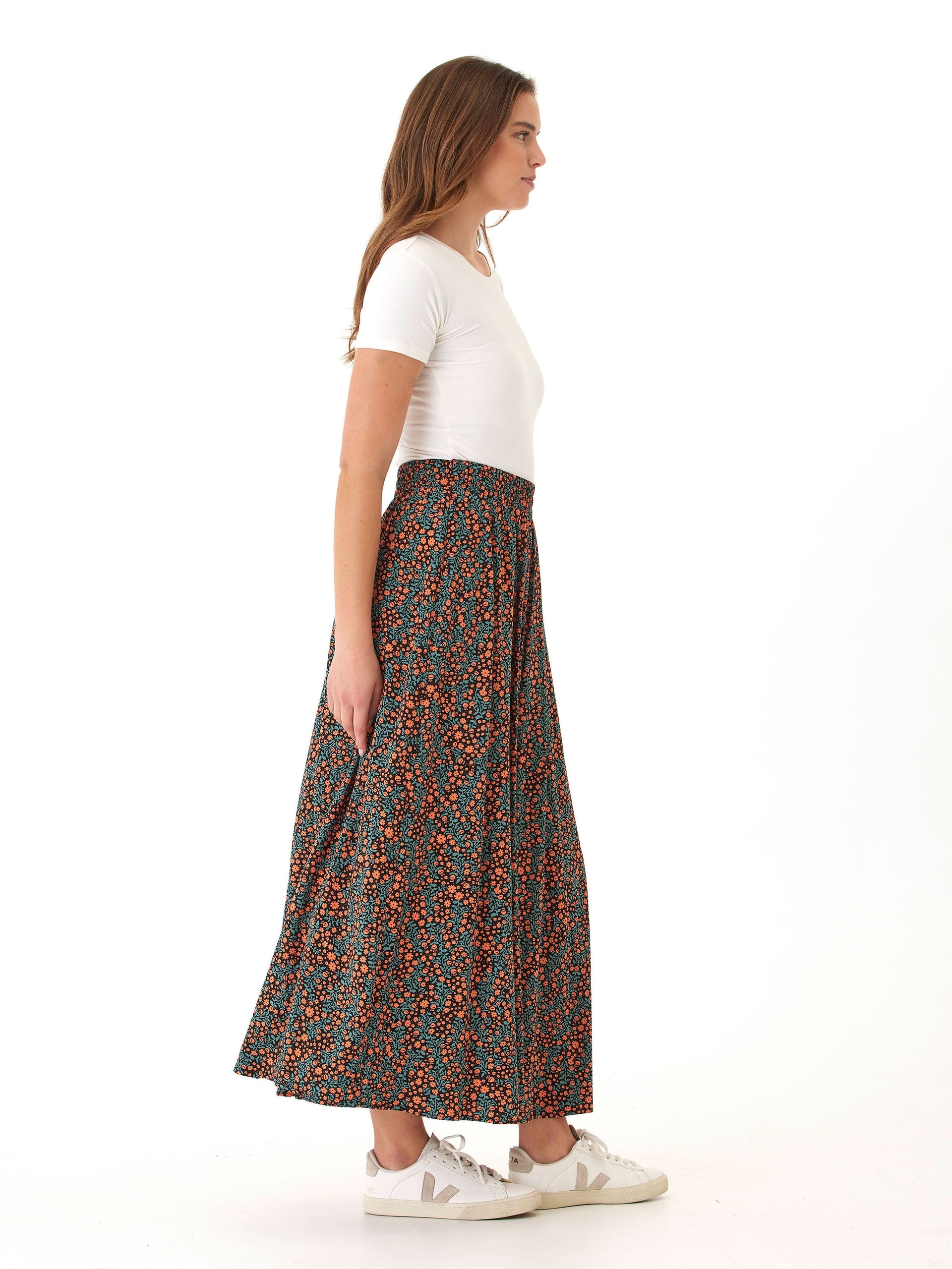 Anastacia Floral Maxi Skirt - Bohemian High-Rise A-Line Flowy Skirt