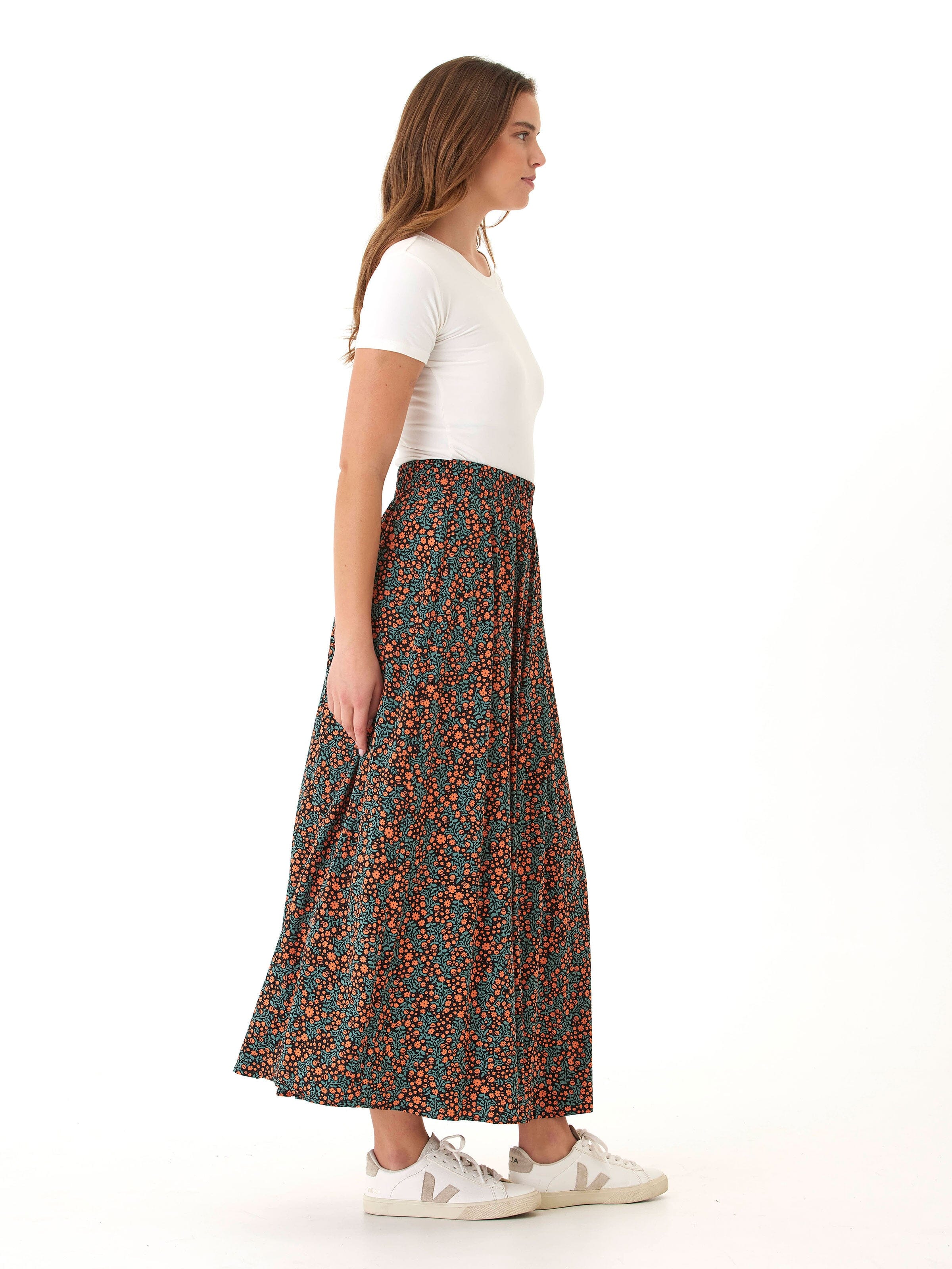 Anastacia Floral Maxi Skirt - Bohemian High-Rise A-Line Flowy Skirt