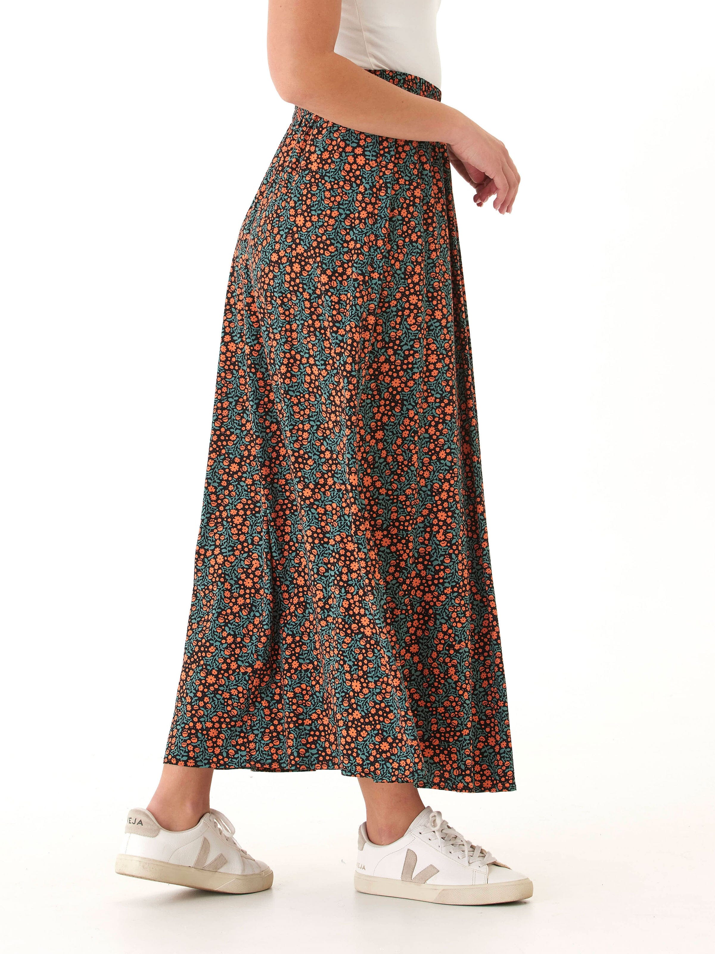 Anastacia Floral Maxi Skirt - Bohemian High-Rise A-Line Flowy Skirt