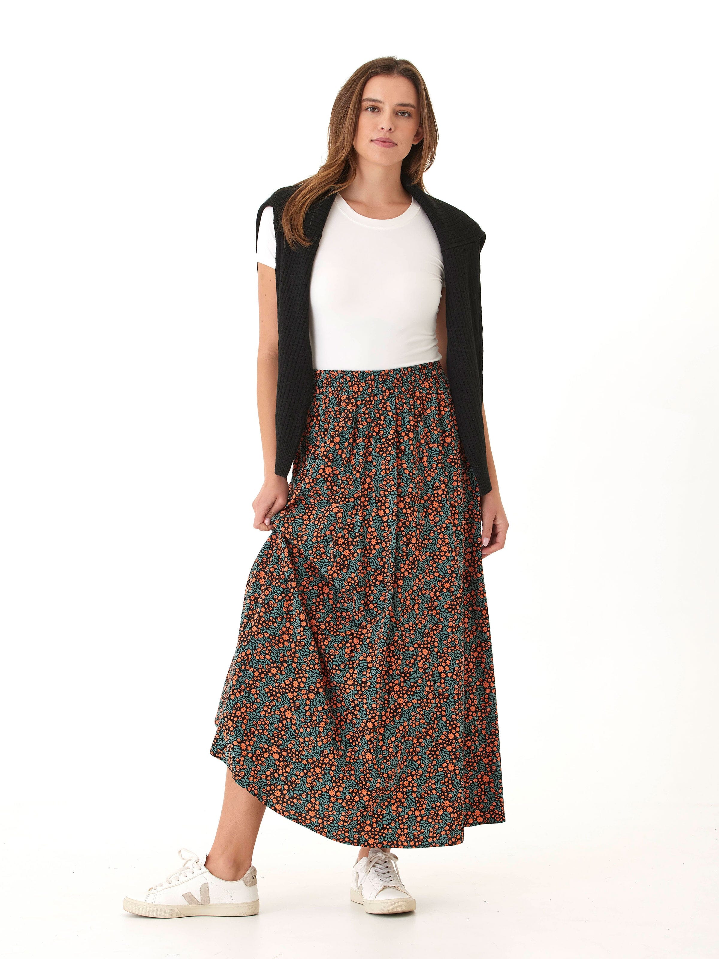 Anastacia Floral Maxi Skirt - Bohemian High-Rise A-Line Flowy Skirt